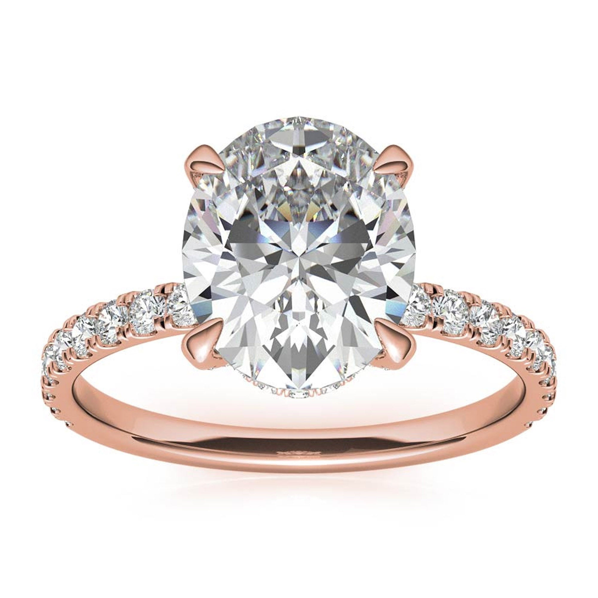 Classic 925 Sterling Silver Adjustable Oval-Cut Rose Gold Engagement Ring For Women