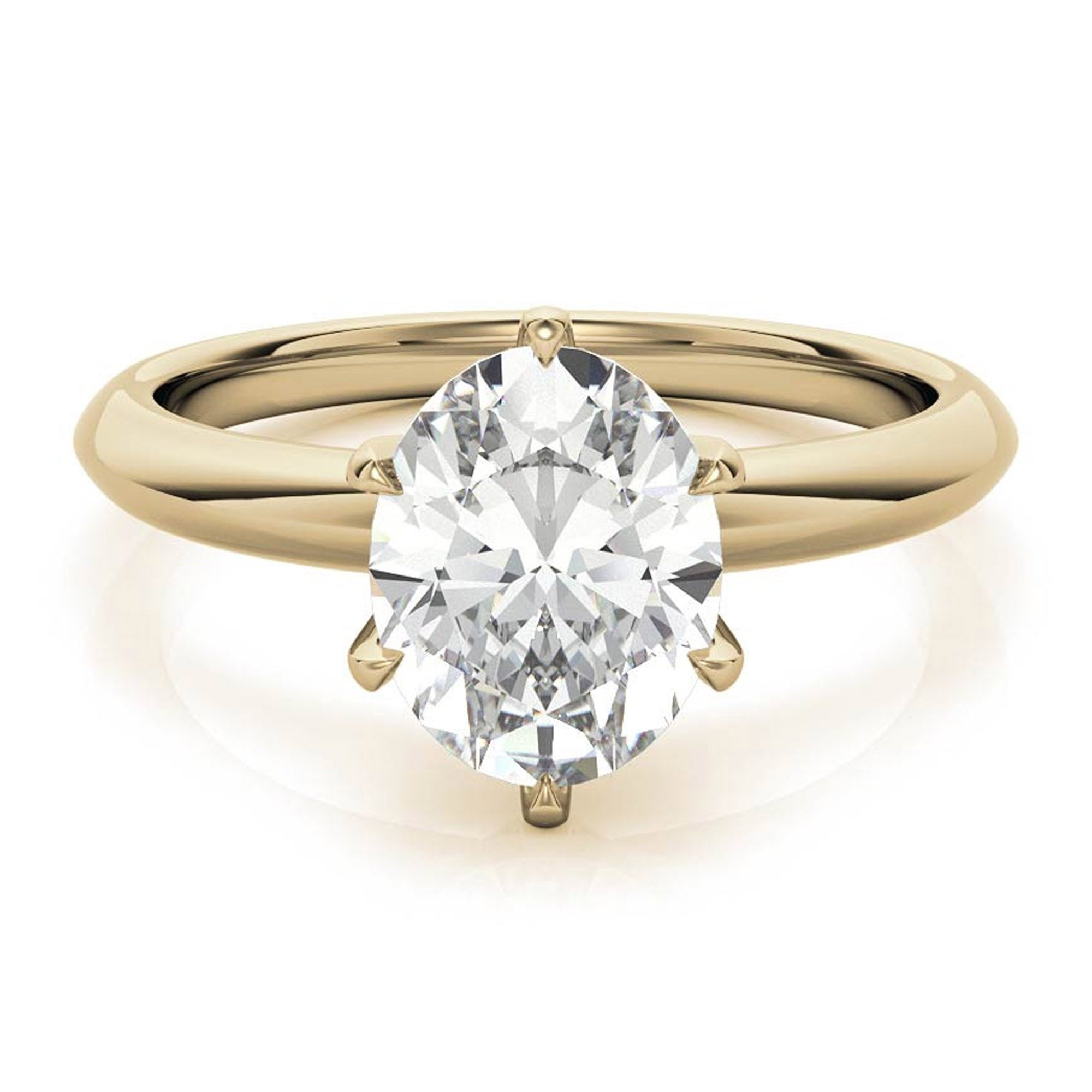 Sterling Silver Six-Prong Adjustable Solitaire Yellow Gold Engagement Ring for Women
