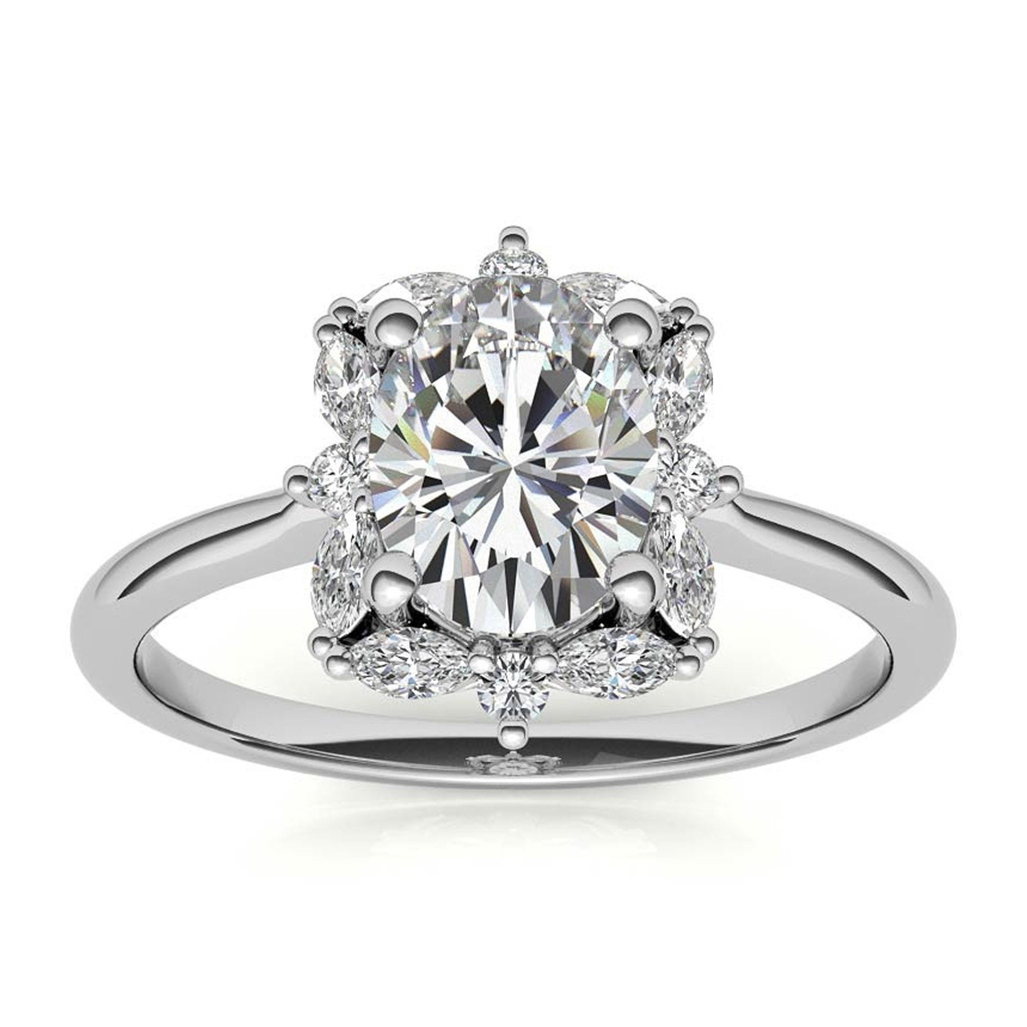 Silver Radiant Halo Ring
