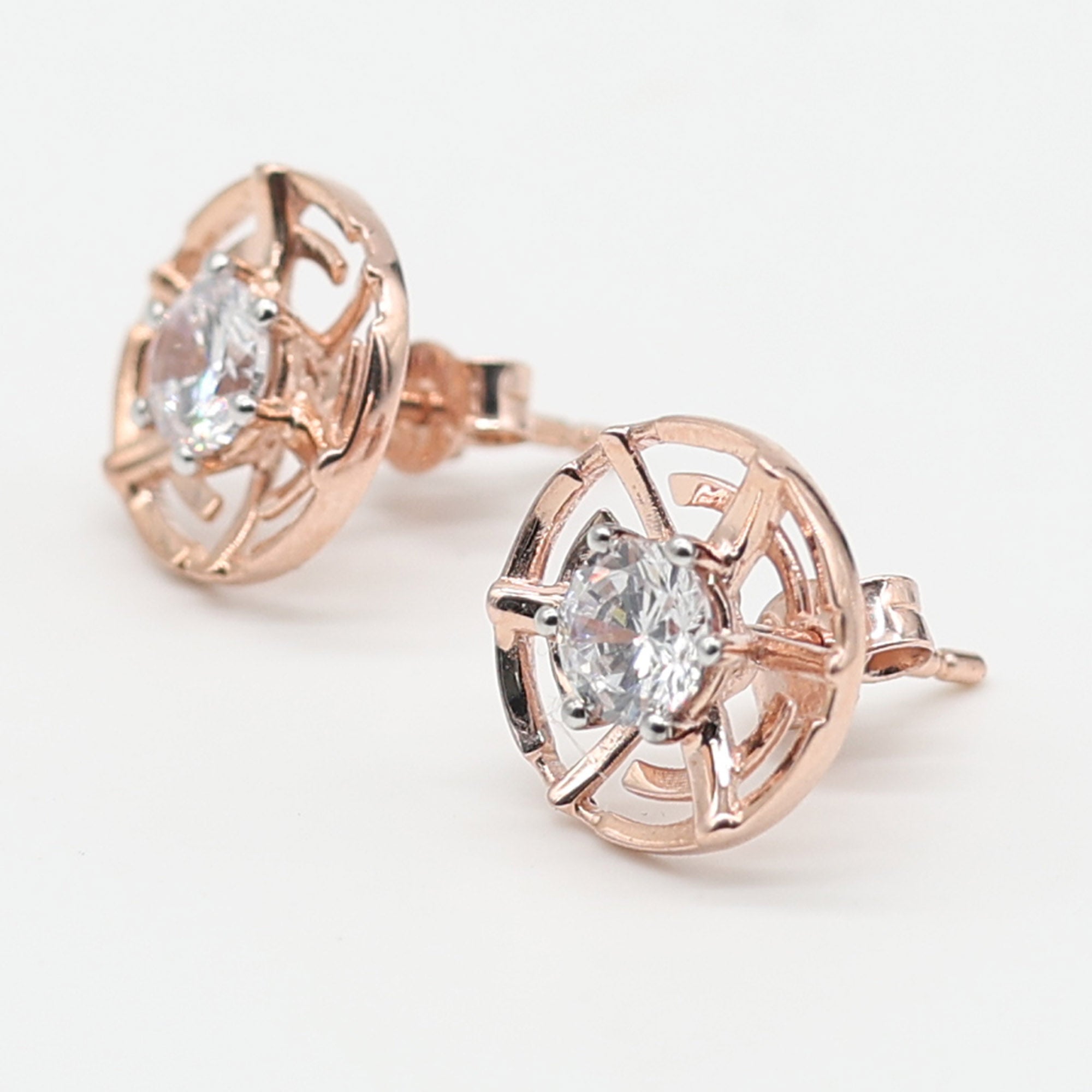 Rose Gold Geometric Stud Earrings