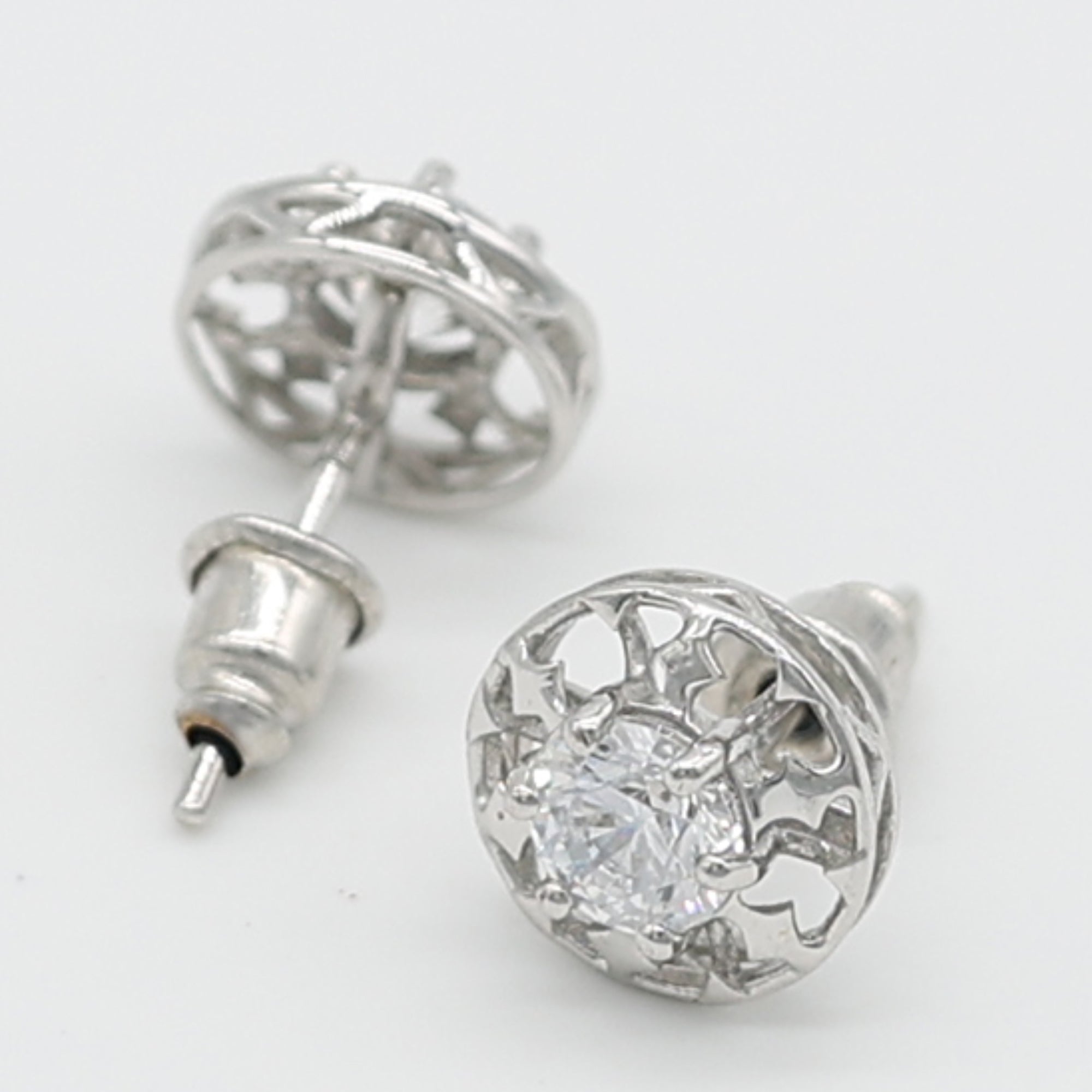 Sterling Silver Solitaire Stud Earrings