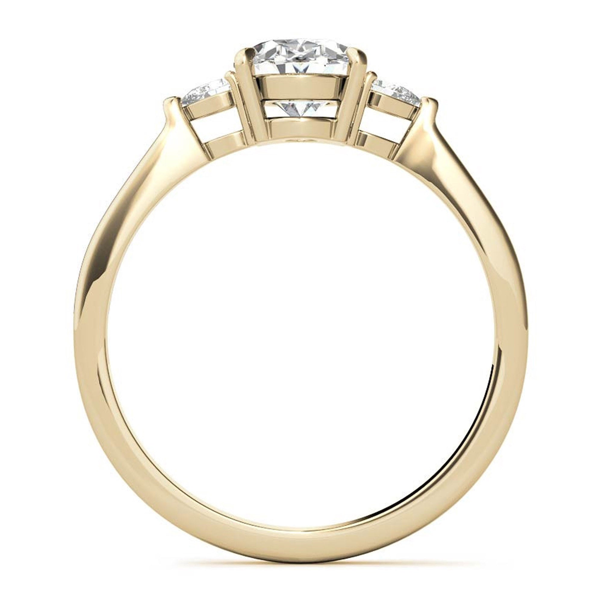 Timeless Classic Sterling Silver Adjustable Three-Stone Oval Cut Zircon Yellow Gold Engagement Ring For Women