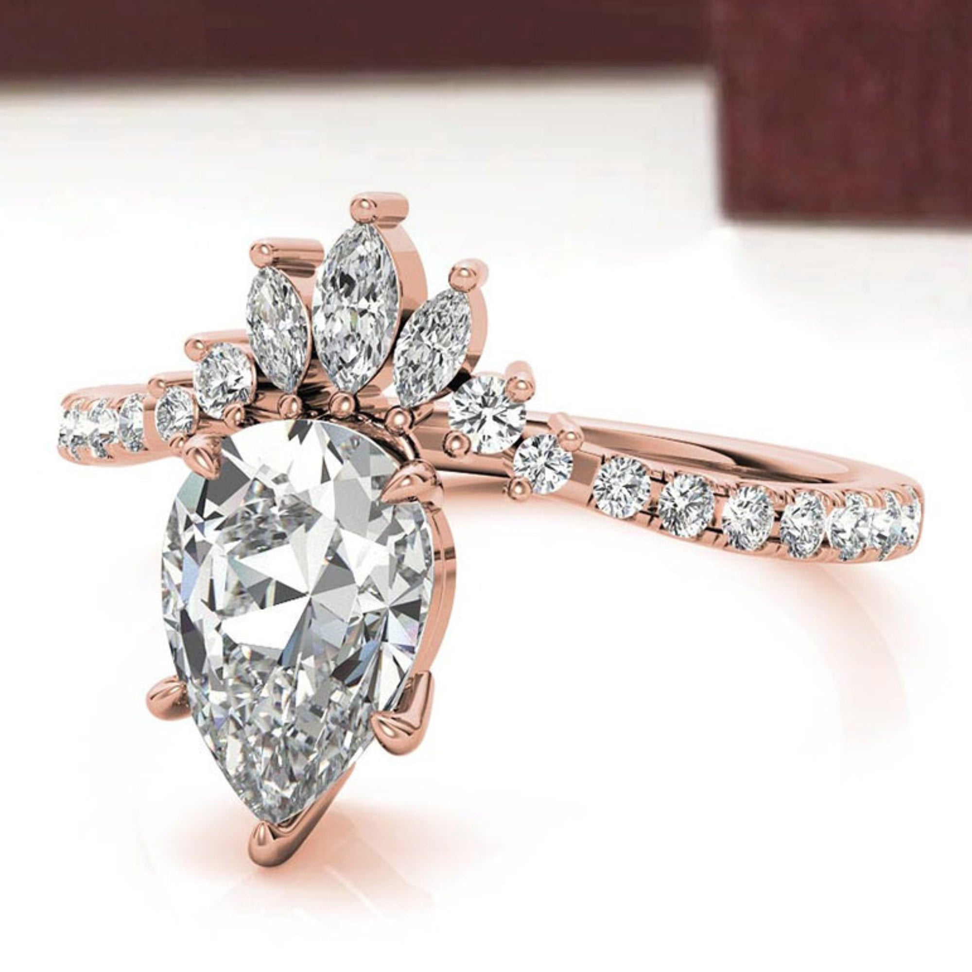 Silver Teardrop Crown Ring