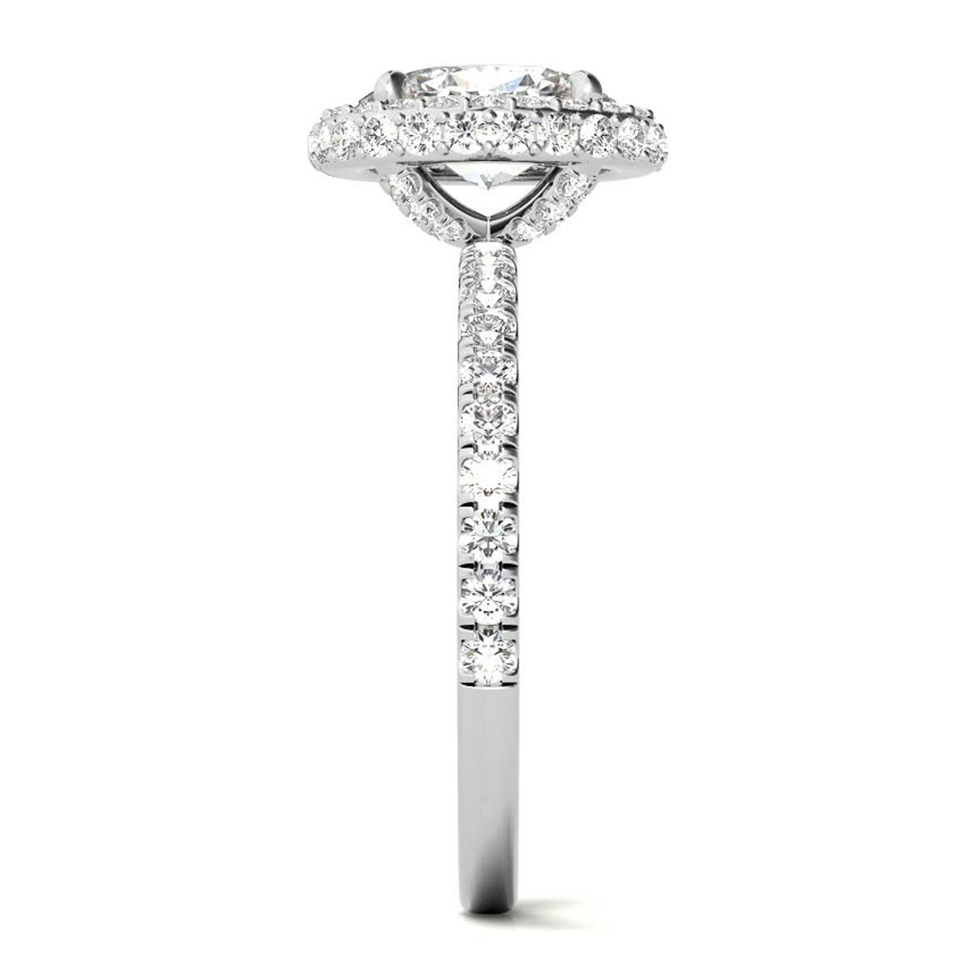 Elegant Halo 925 Sterling Silver Adjustable Oval-Cut Pave White Gold Engagement Ring For Women