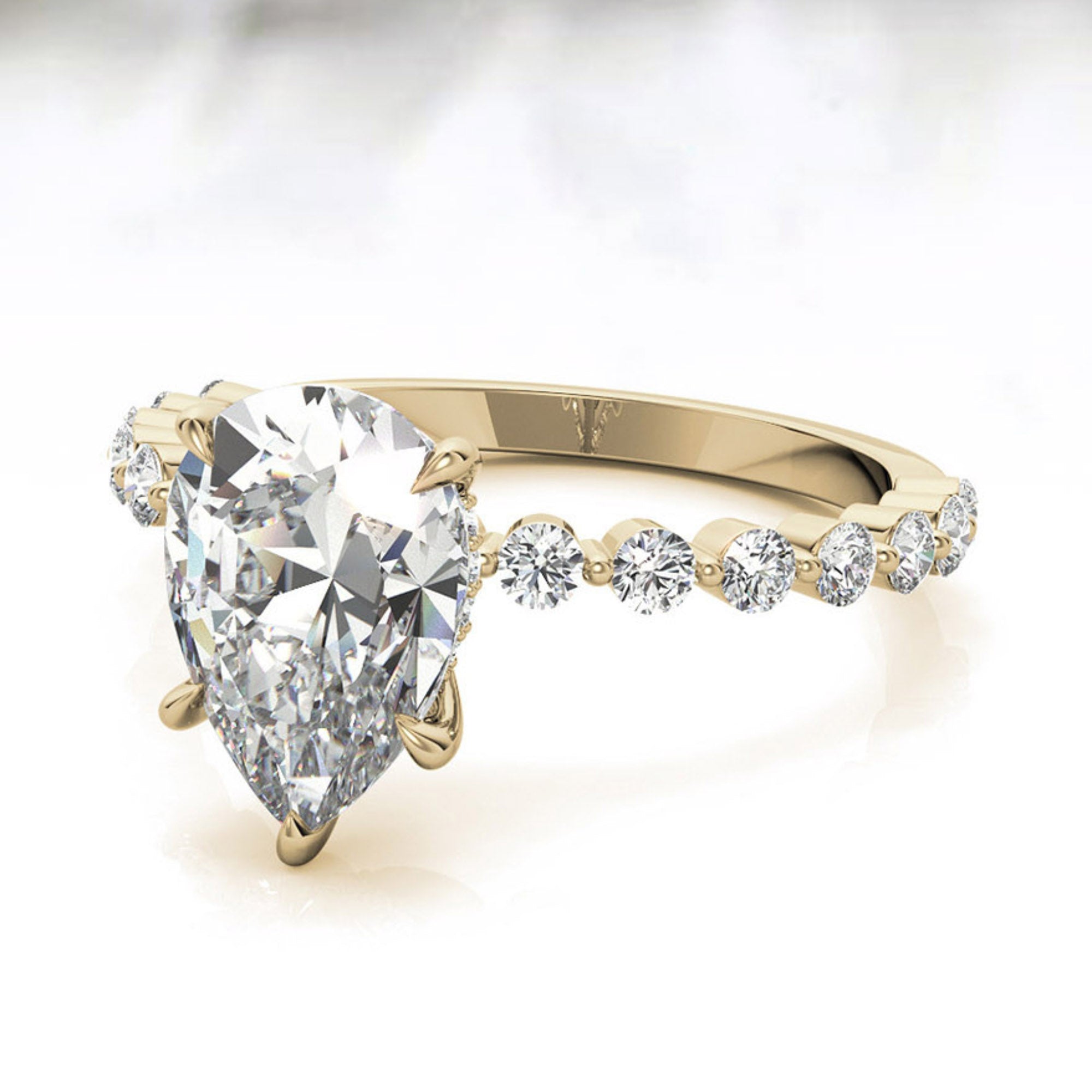 Silver Shining Pear Cut Ring