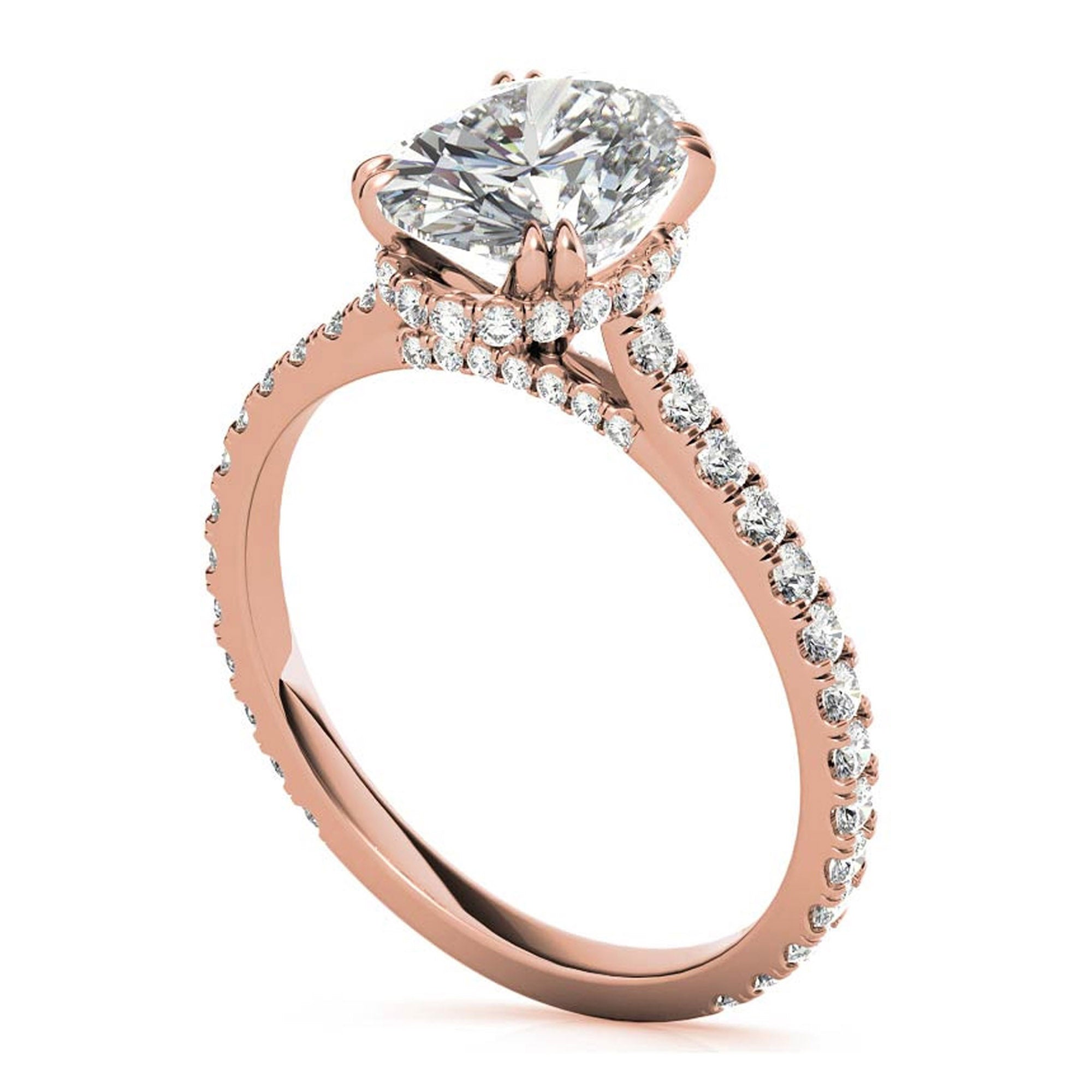 Stunning Large Oval-Cut Rose Gold Plated Ring | Adjustable Sterling Silver Ring