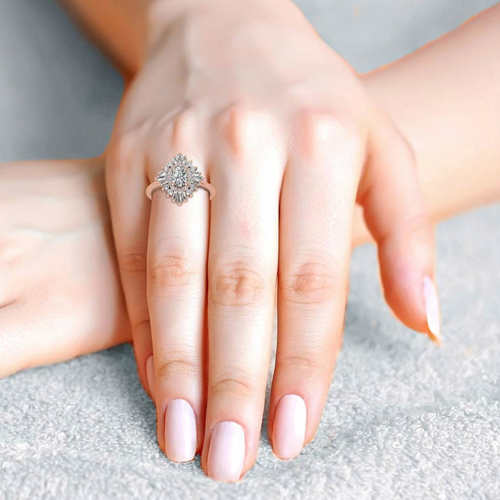 Stunning Adjustable Floral Halo Ring in Yellow Gold Plated Sterling Silver Ring for Women