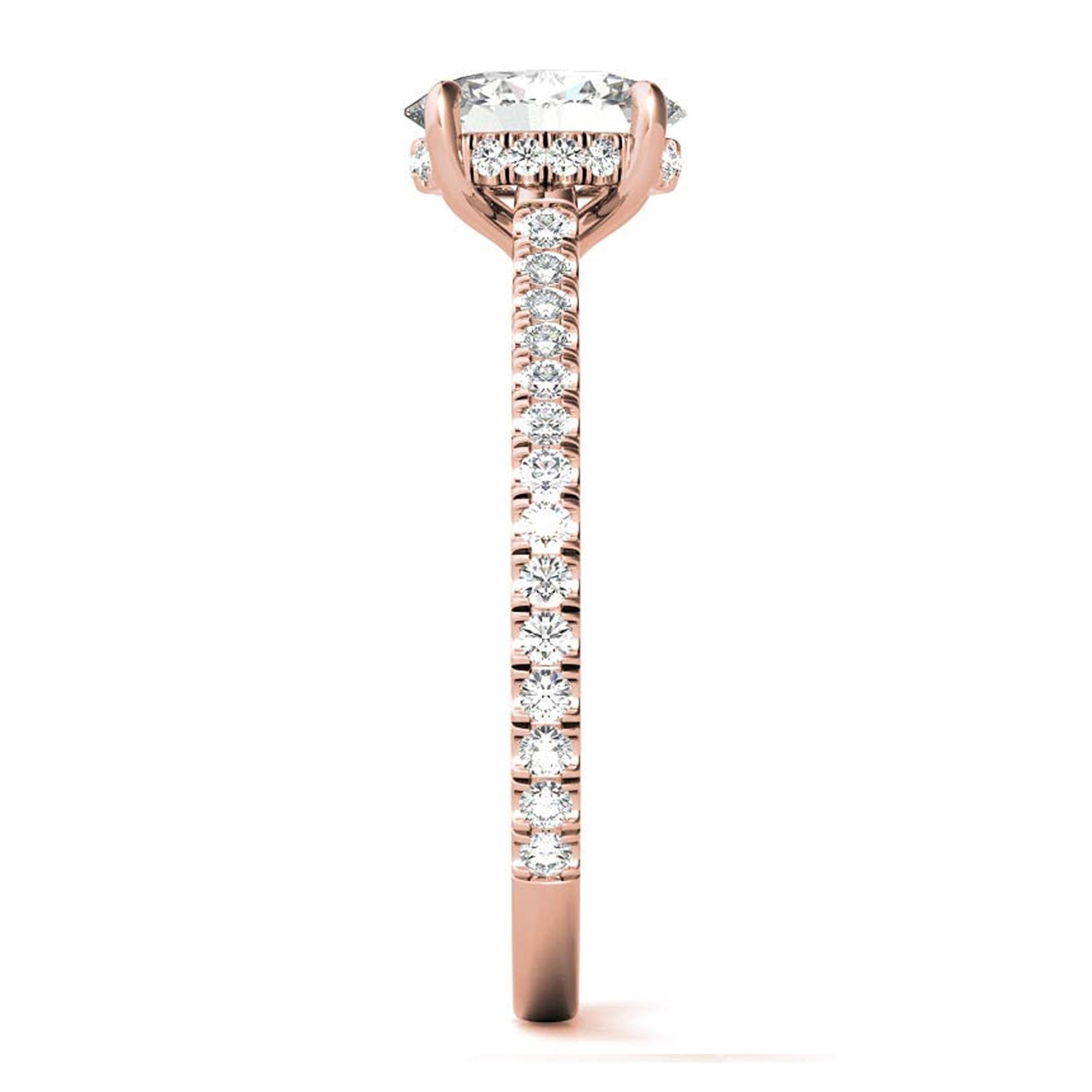 Elegant Classic Sterling Silver Adjustable Oval Cut Zircon Pave Set Rose Gold Engagement Ring For Women