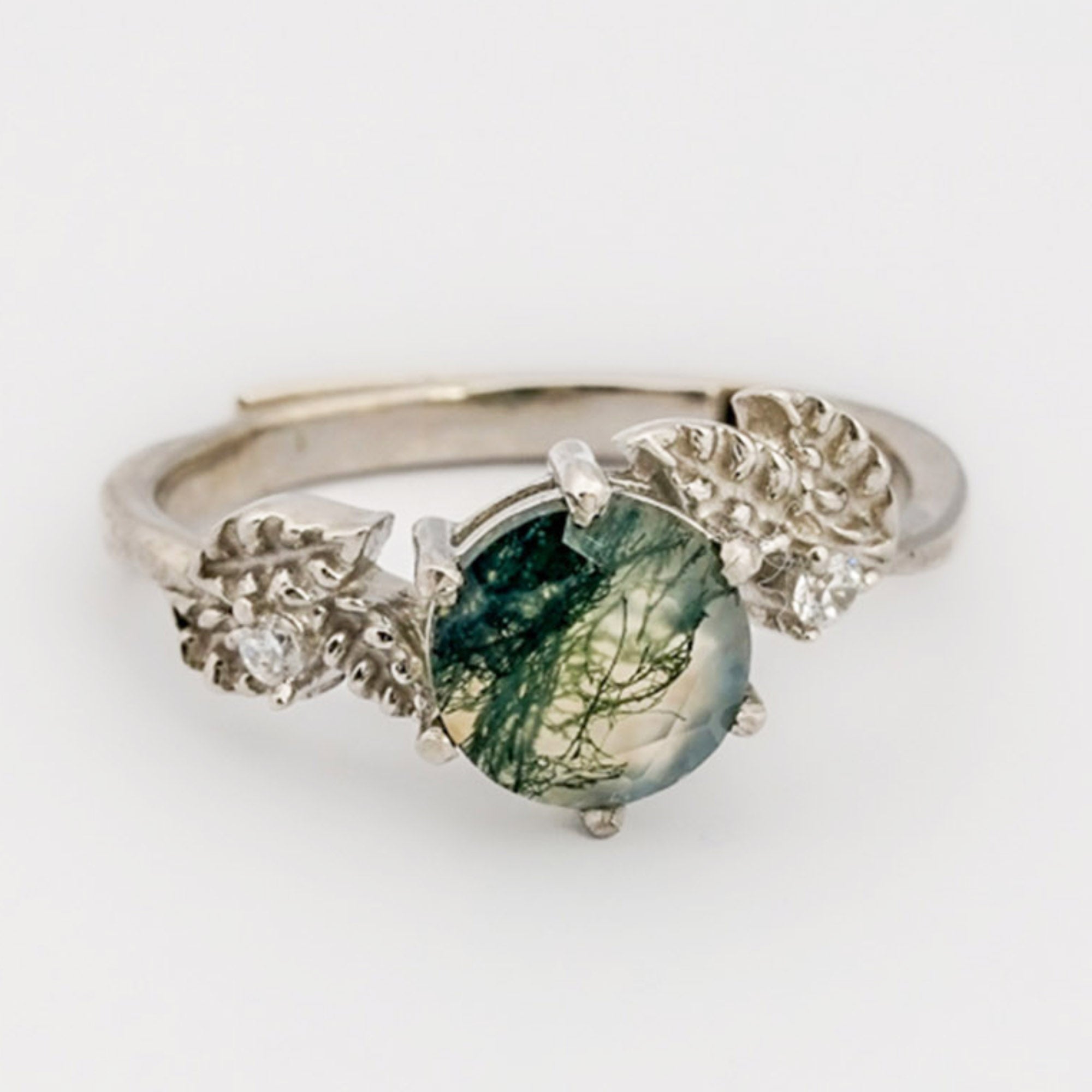 Moss Agate Elegance Adjustable Ring
