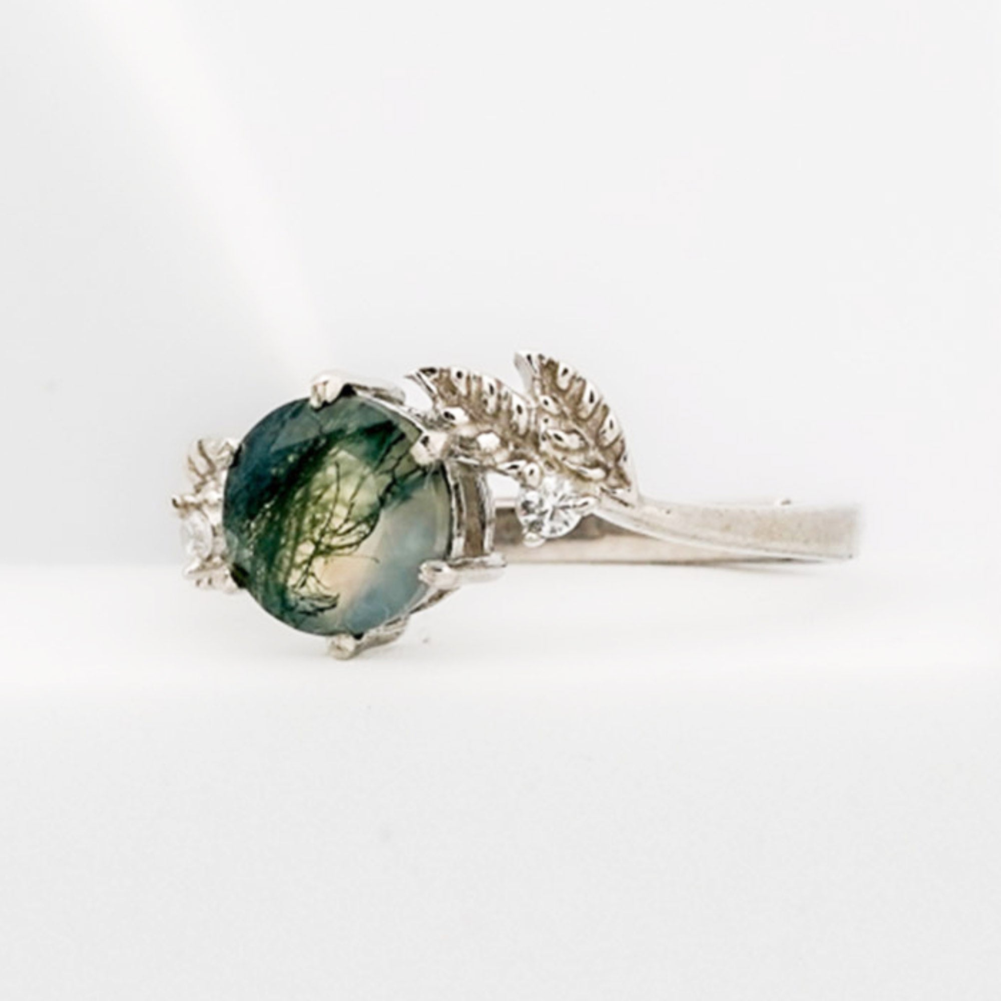 Moss Agate Elegance Adjustable Ring
