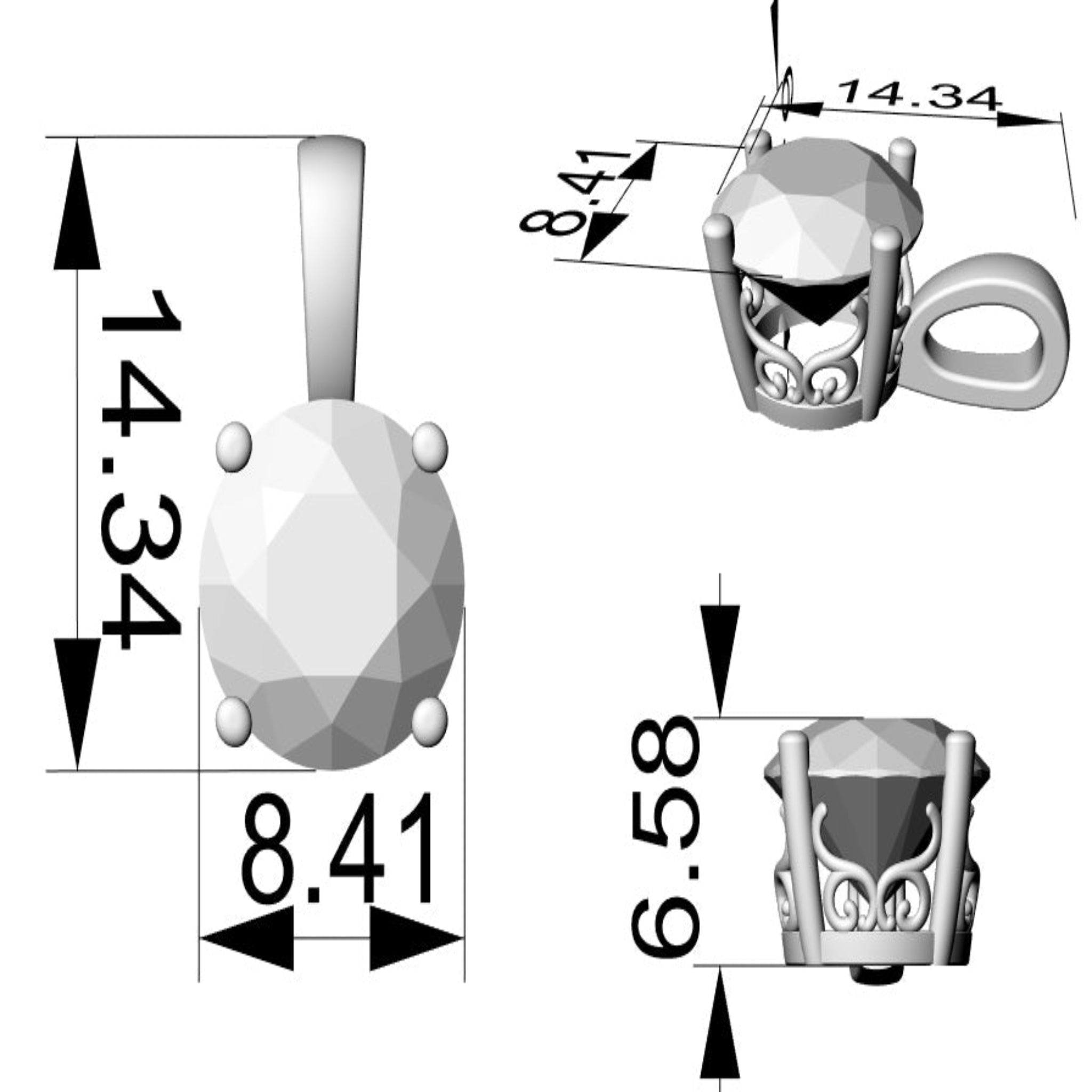 Adjustable Sterling Silver Graceful Rose Gold Round Solitaire Pendant For Women