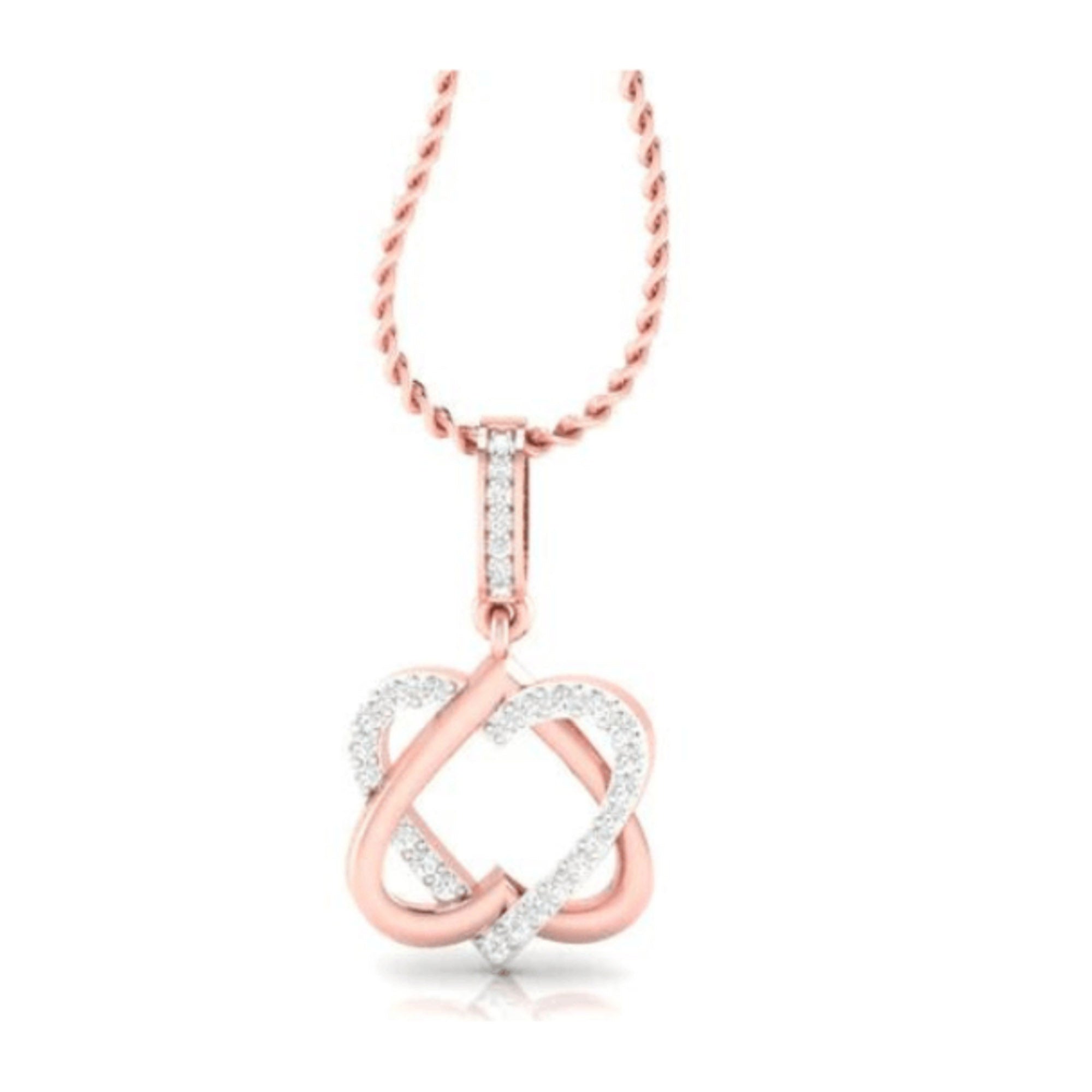Interlock Double Heart Rose Gold Pendant
