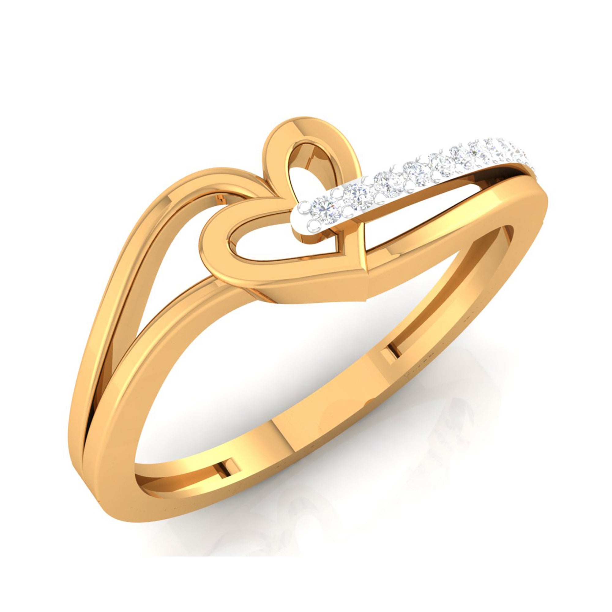 Golden Embrace Heart Diamond Ring