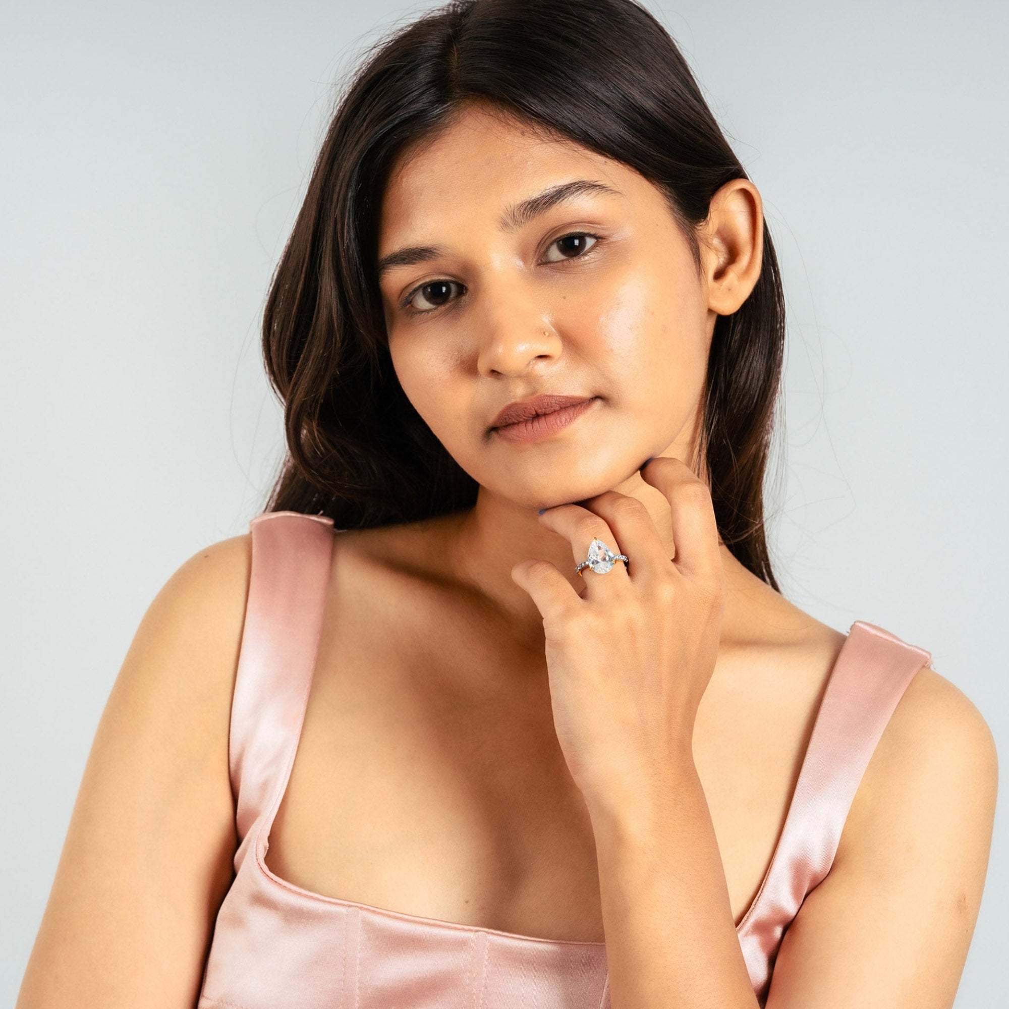 Gold Plated Pear Sparkle Ring