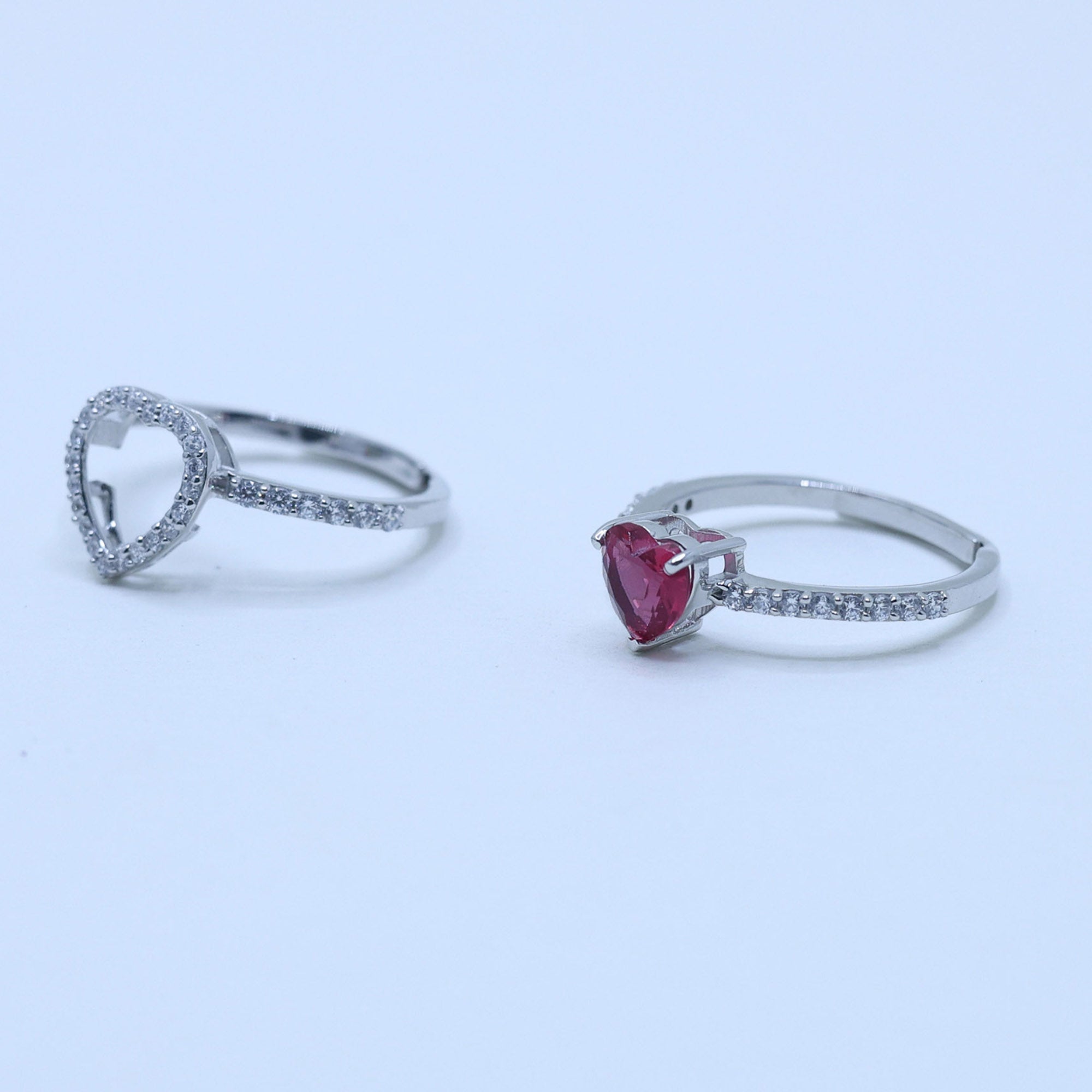 Ruby Heart Puzzle Ring Set