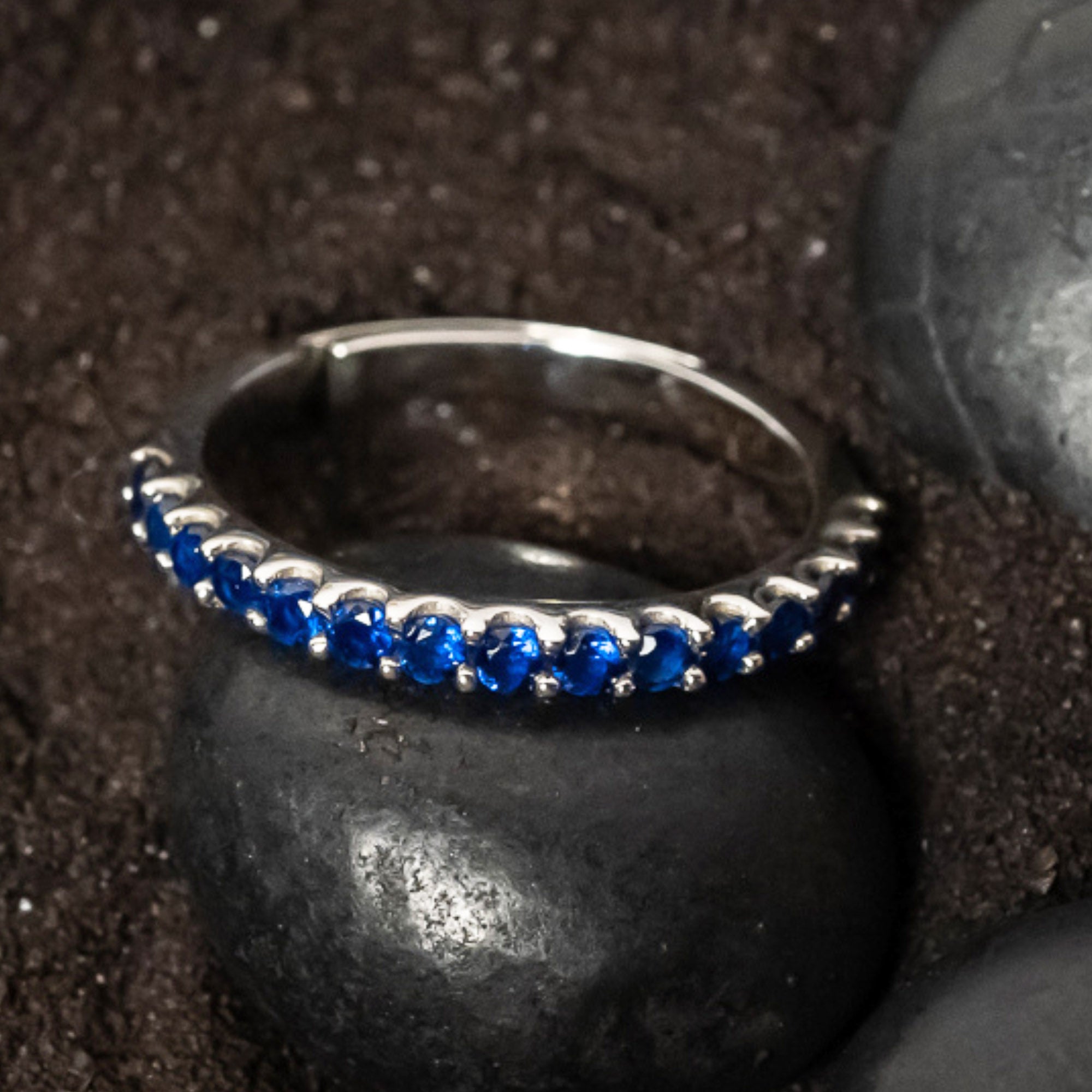 Blue Sapphire Half Eternity Band