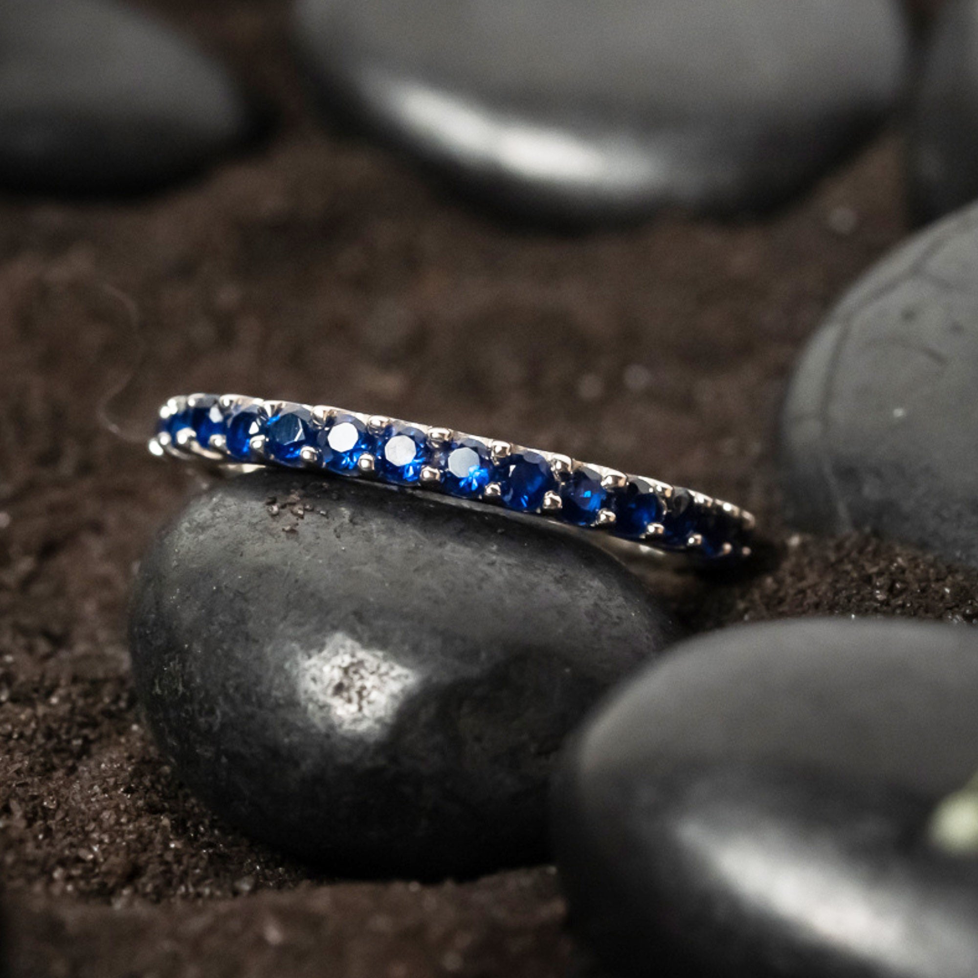 Blue Sapphire Half Eternity Band
