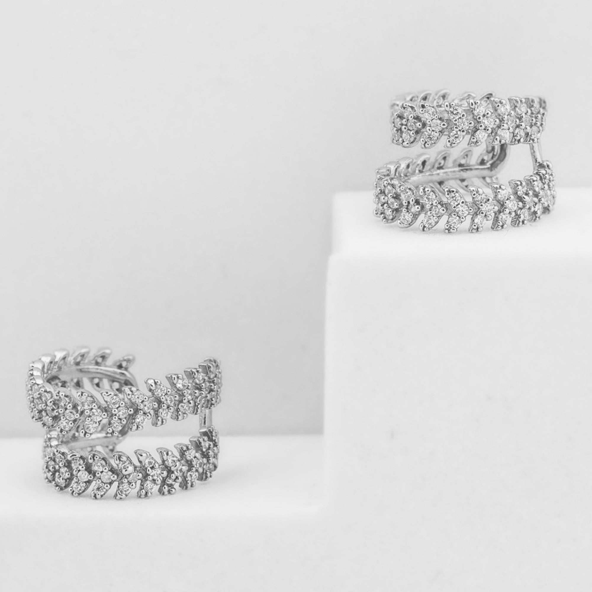 Leaf Cuff Earrings in Sterling Silver