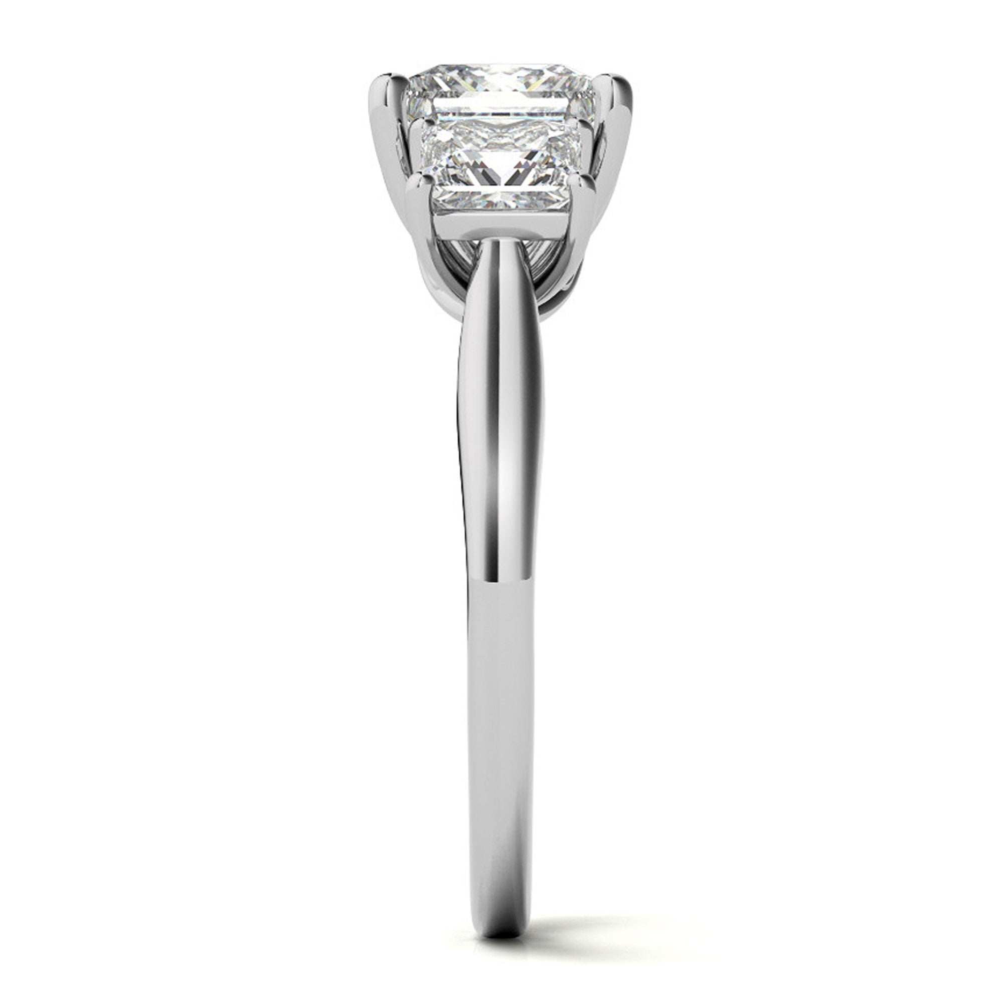 Elegant Three Stone Princess Cut Ring