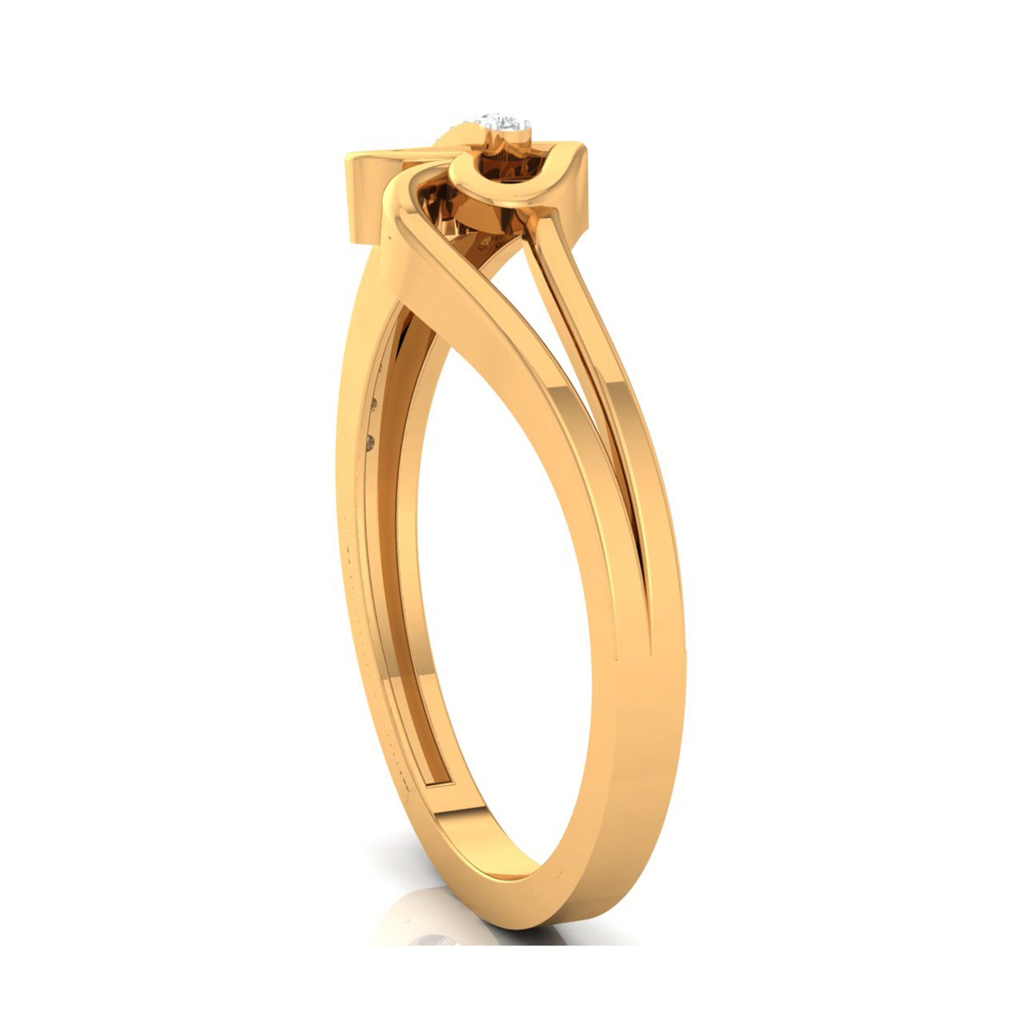 Golden Embrace Heart Diamond Ring