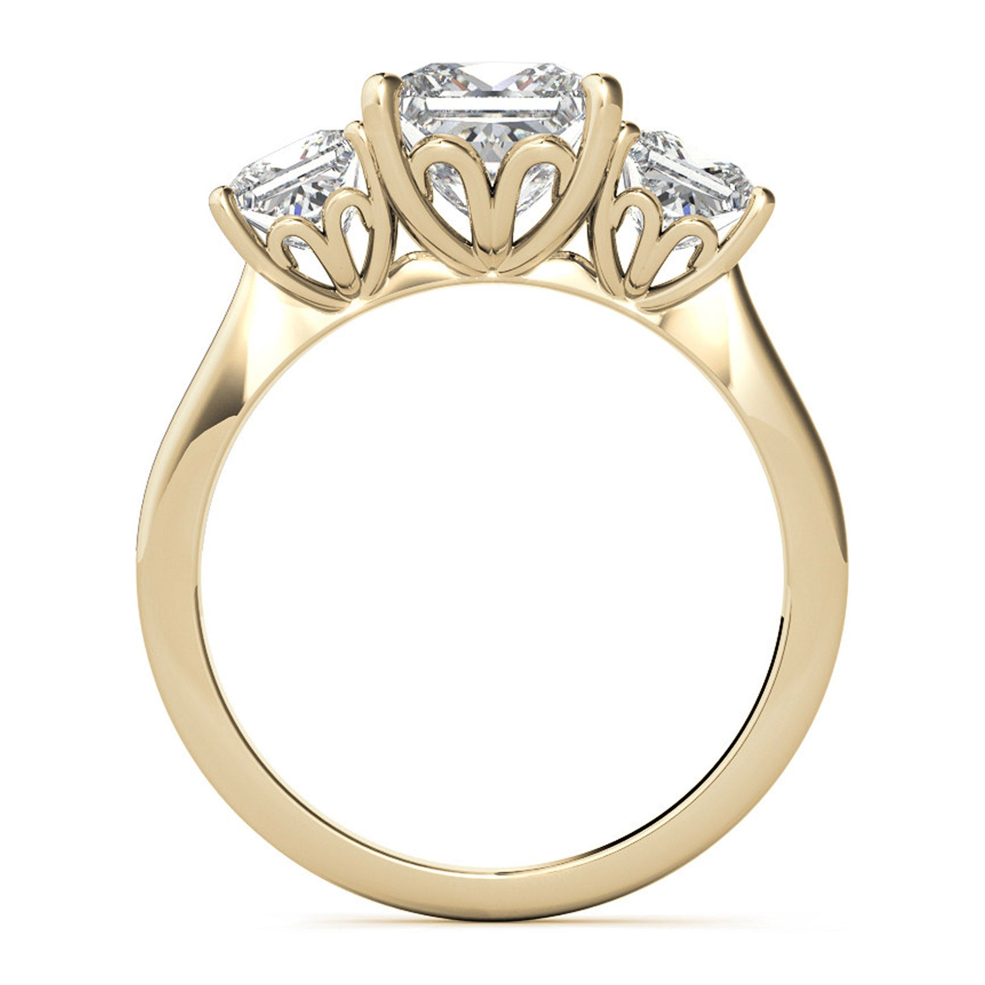 Elegant Three Stone Princess Cut Ring