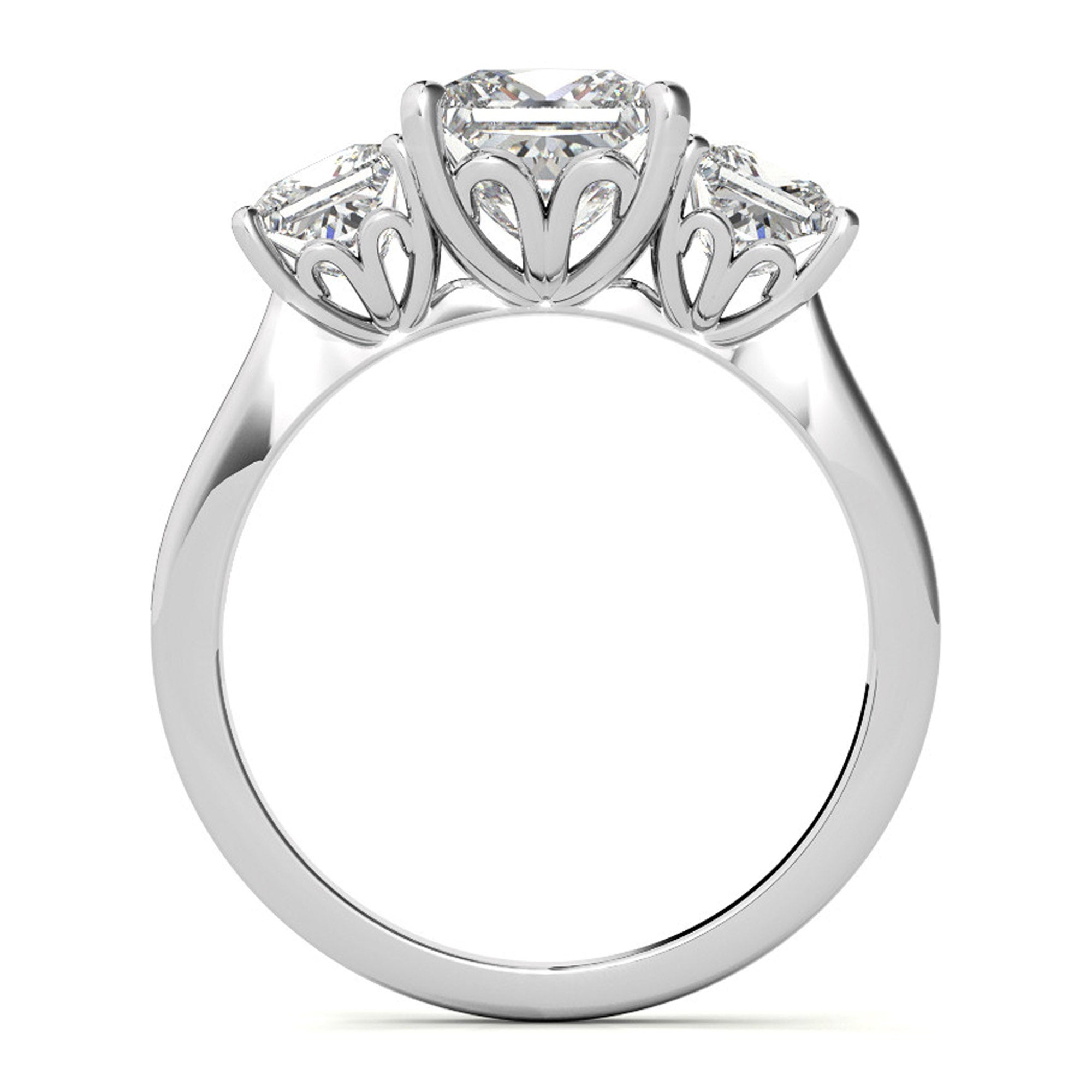 Elegant Three Stone Princess Cut Ring