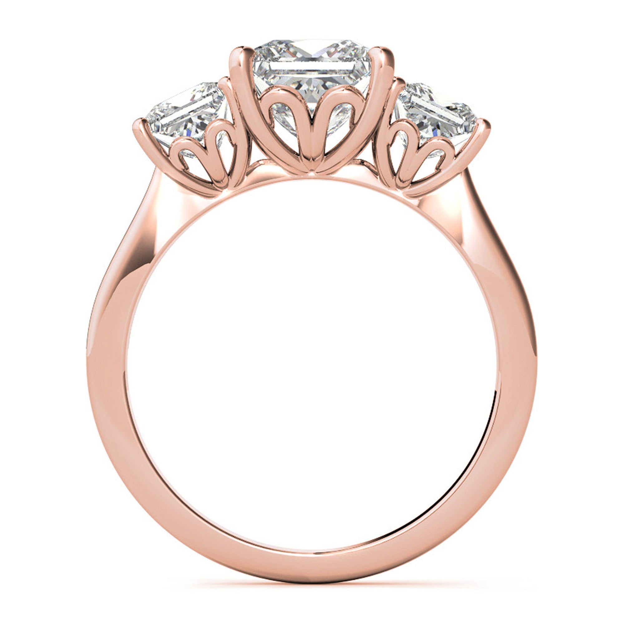 Elegant Three Stone Princess Cut Ring