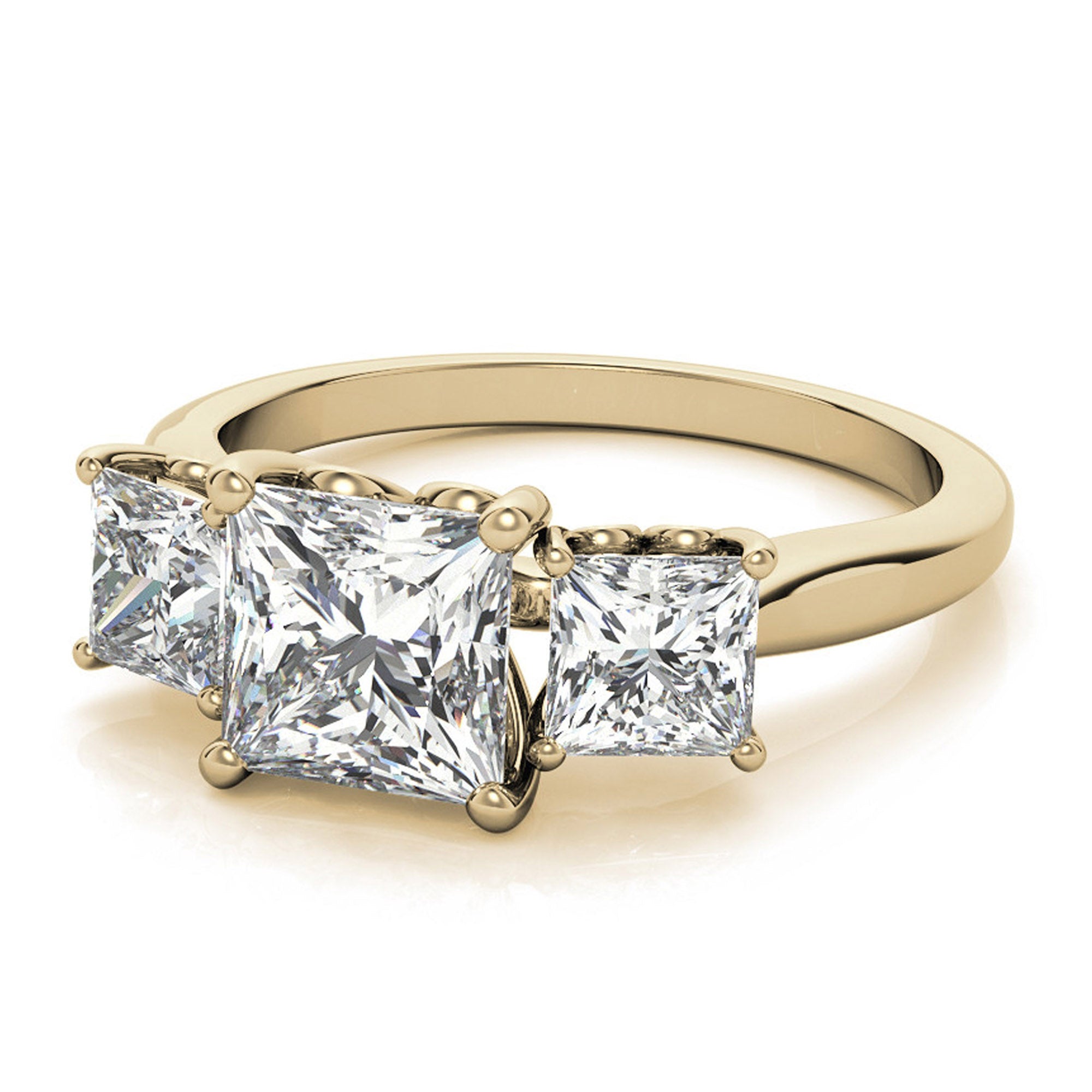 Elegant Three Stone Princess Cut Ring