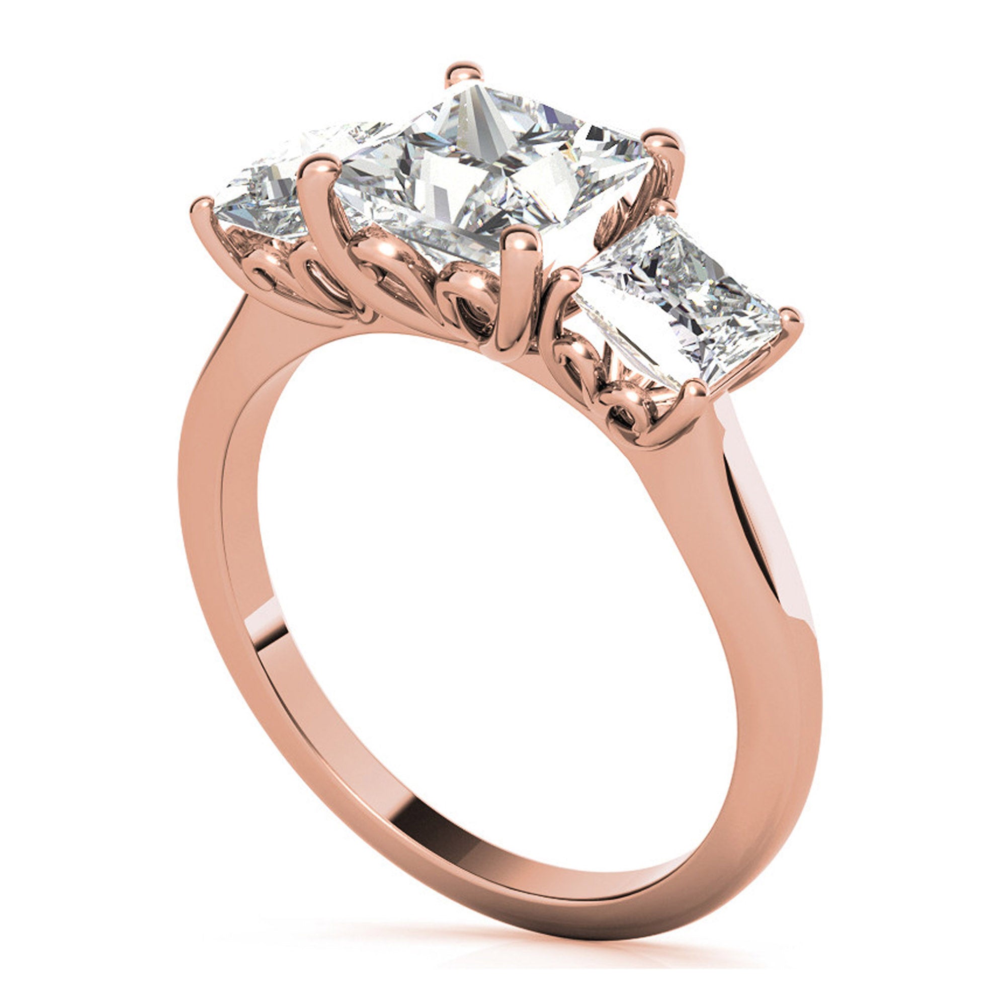 Elegant Three Stone Princess Cut Ring