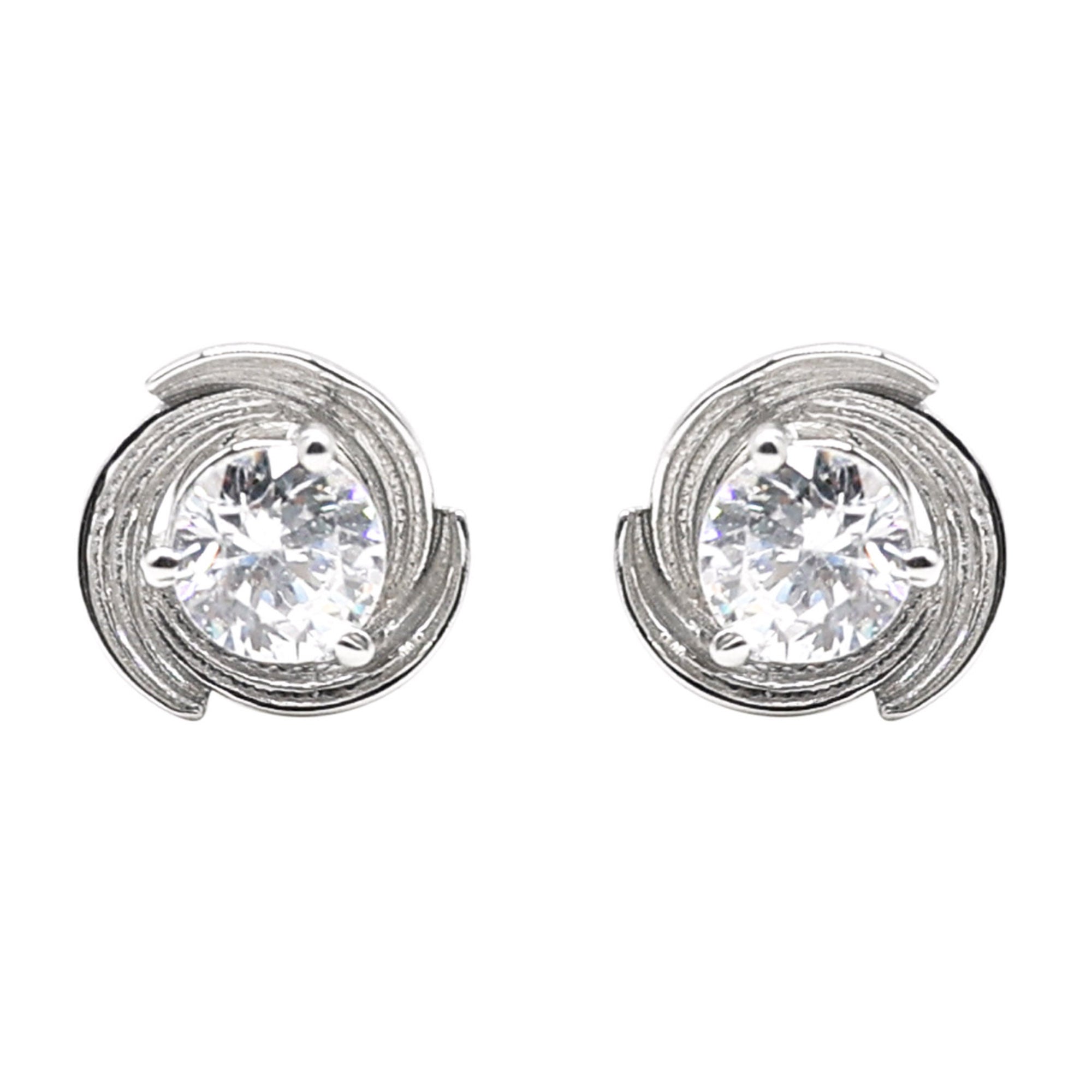 Swirl American Diamond Stud Earrings