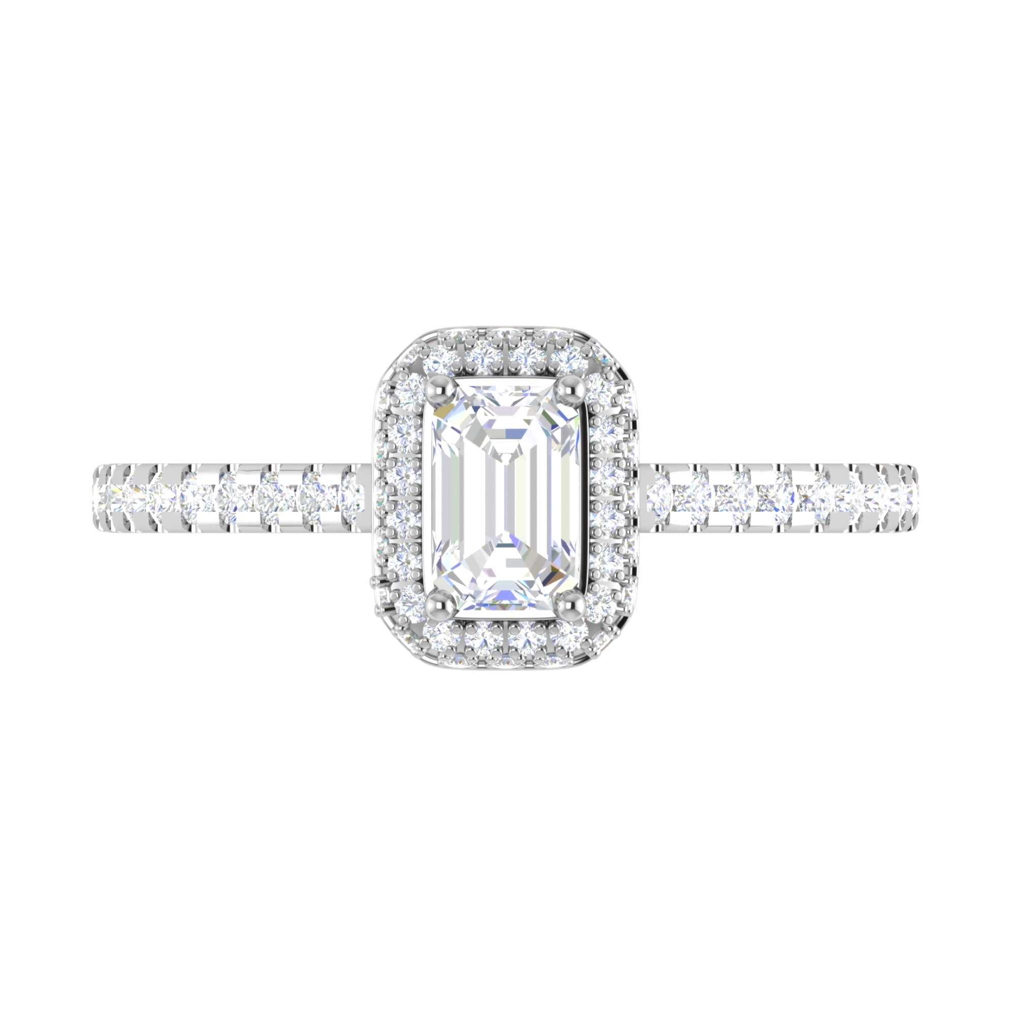 Emerald Cut Halo Adjustable Silver Ring