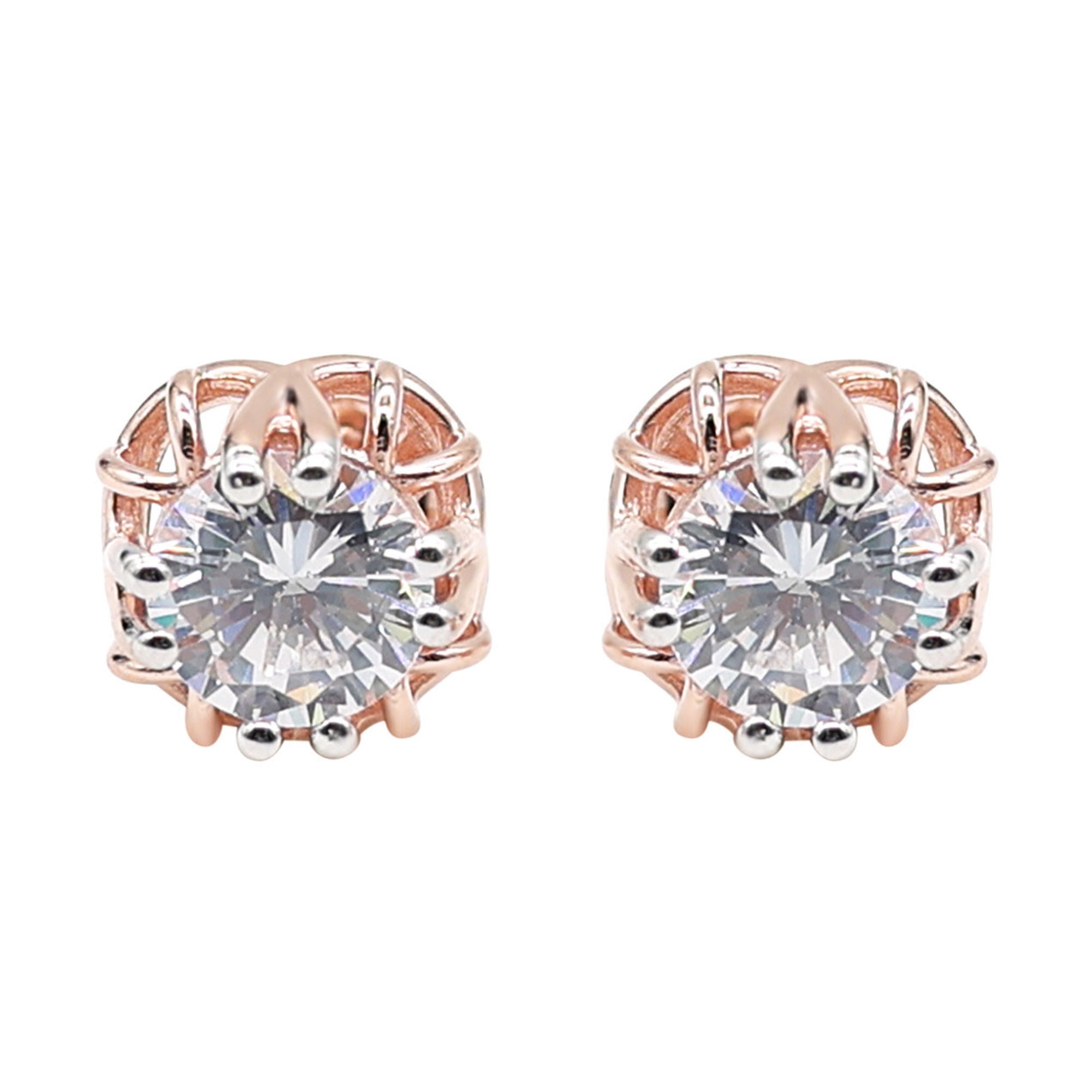 Rose Gold Solitaire Stud Earrings