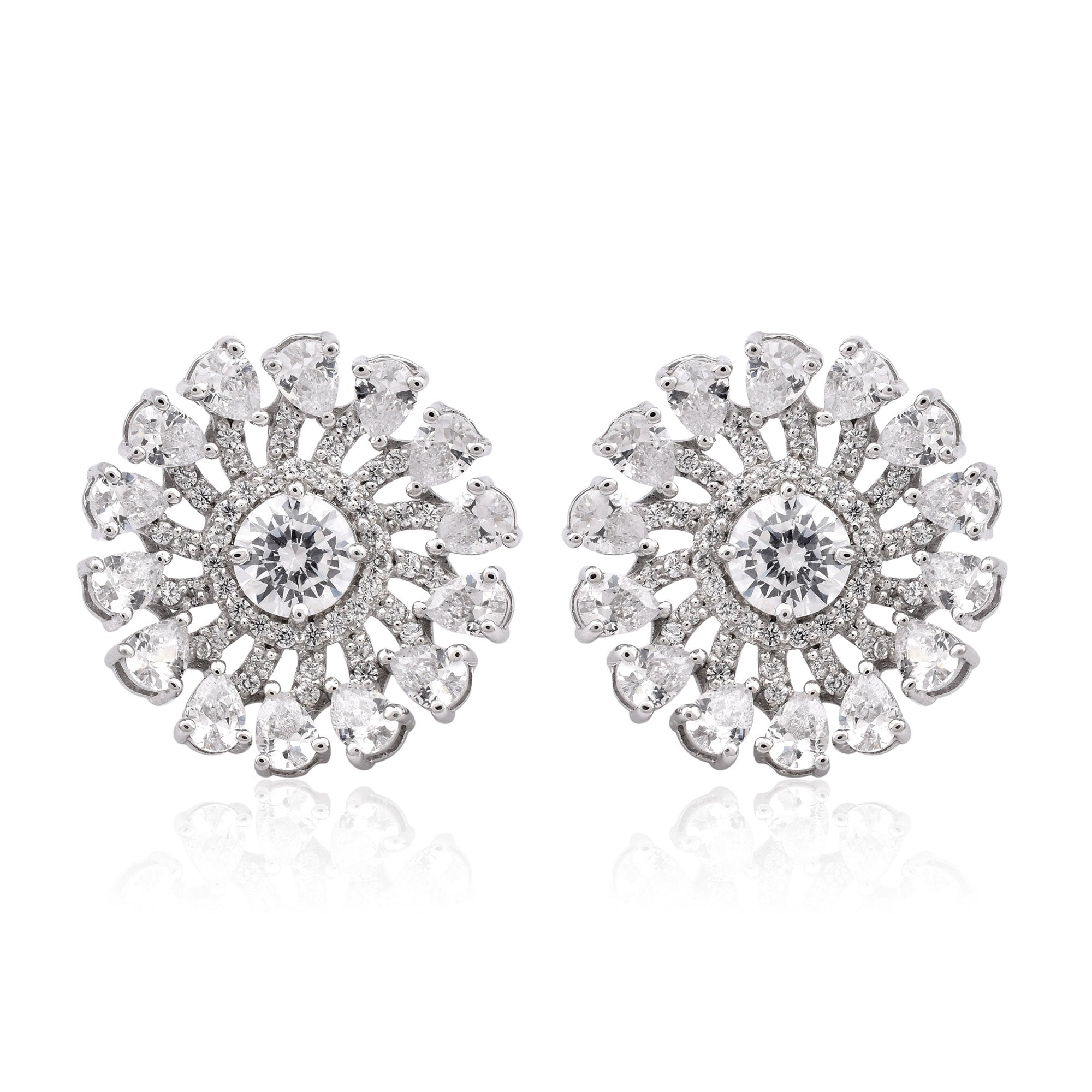 Elegant Sunburst Diamond Earrings