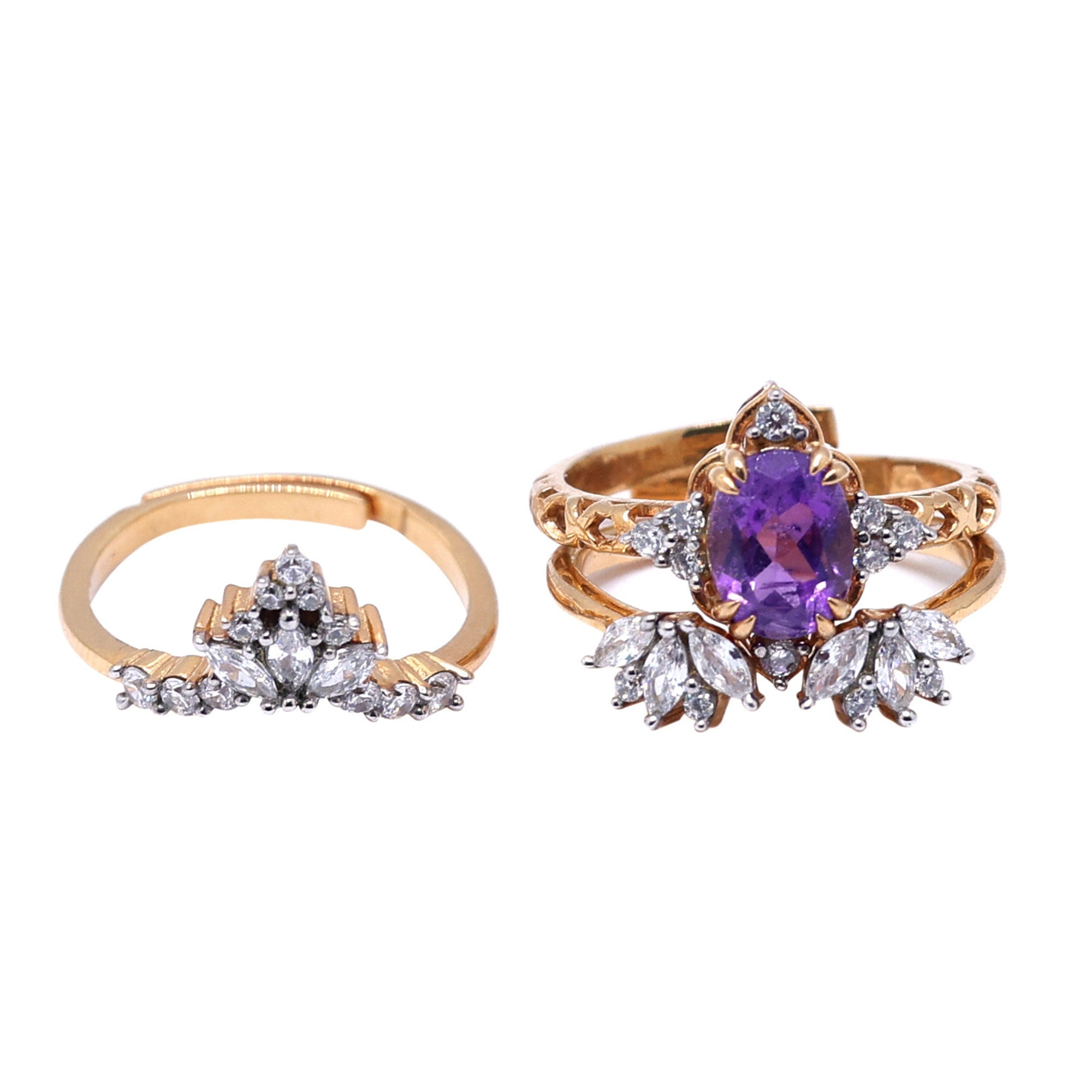 Three Piece Amethyst Ring Set