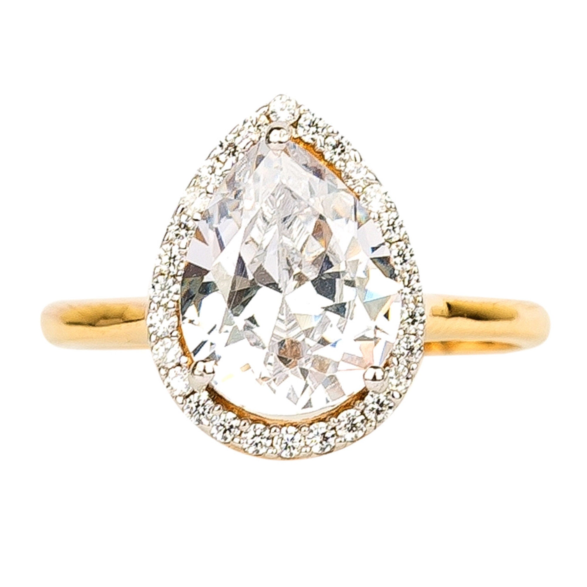 Pear Halo Diamond Ring
