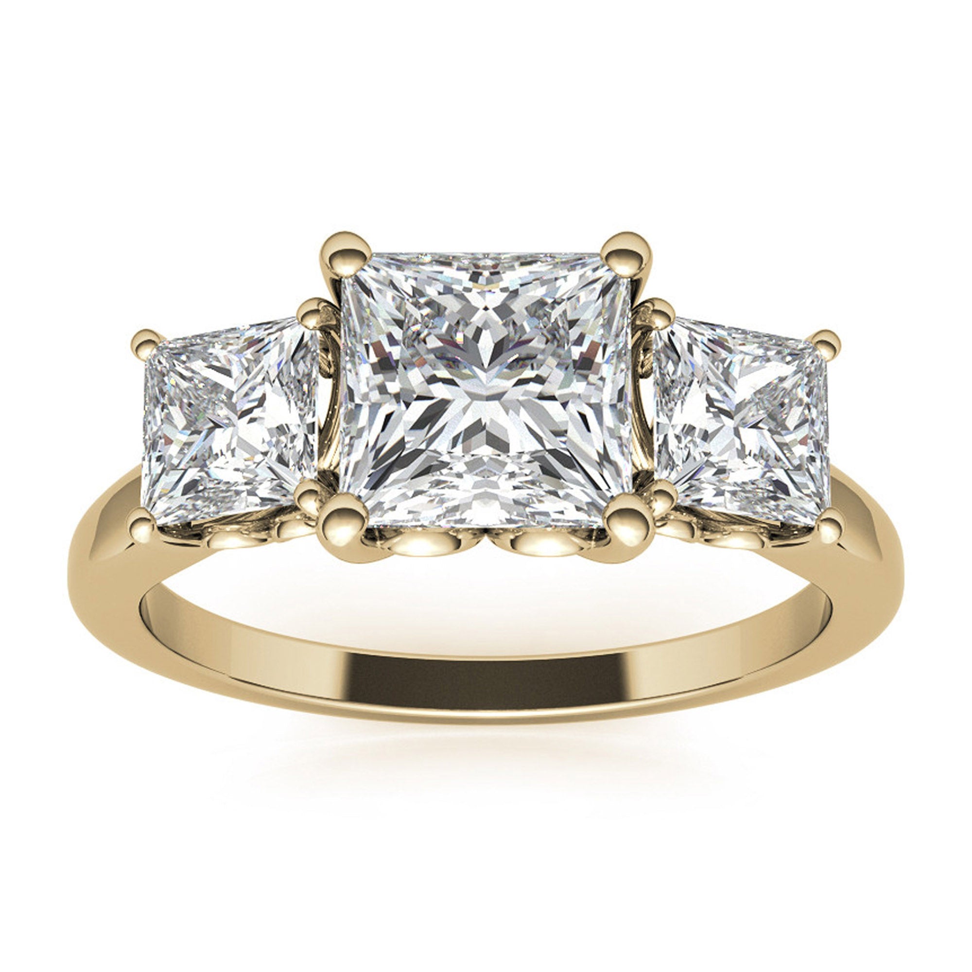 Elegant Three Stone Princess Cut Ring