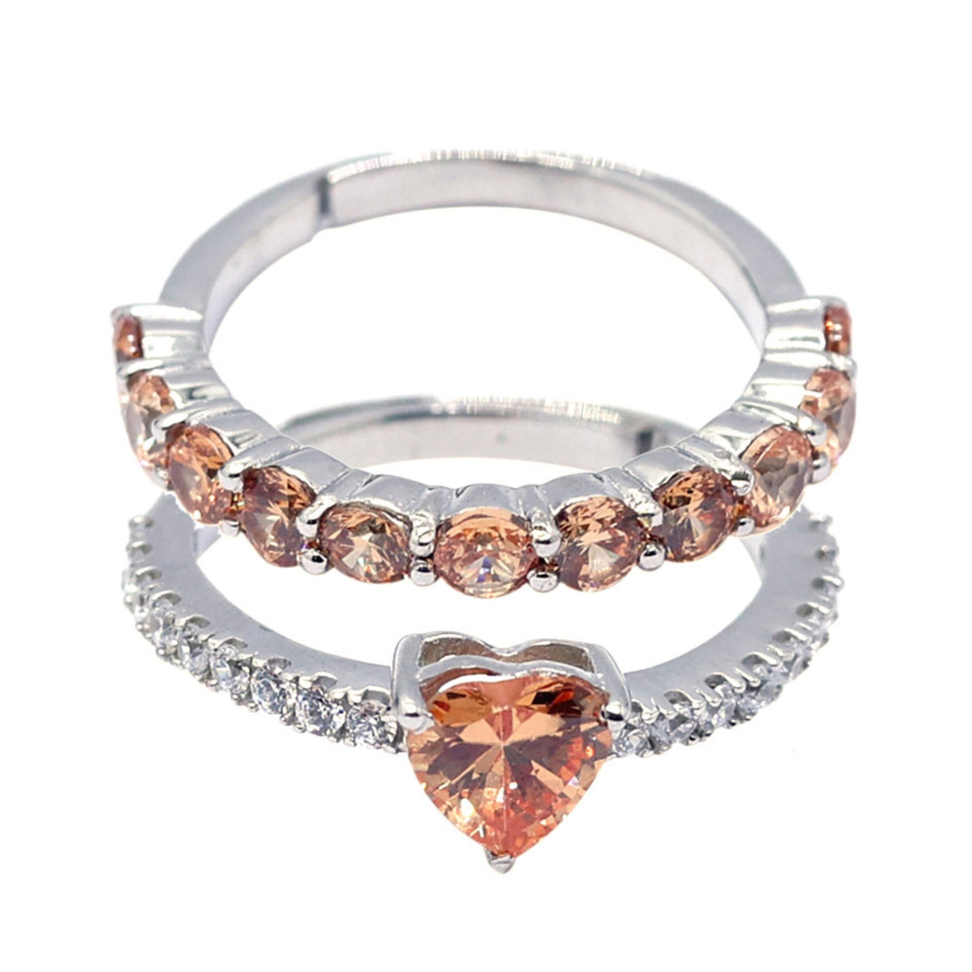 Champagne Heart Ring Set