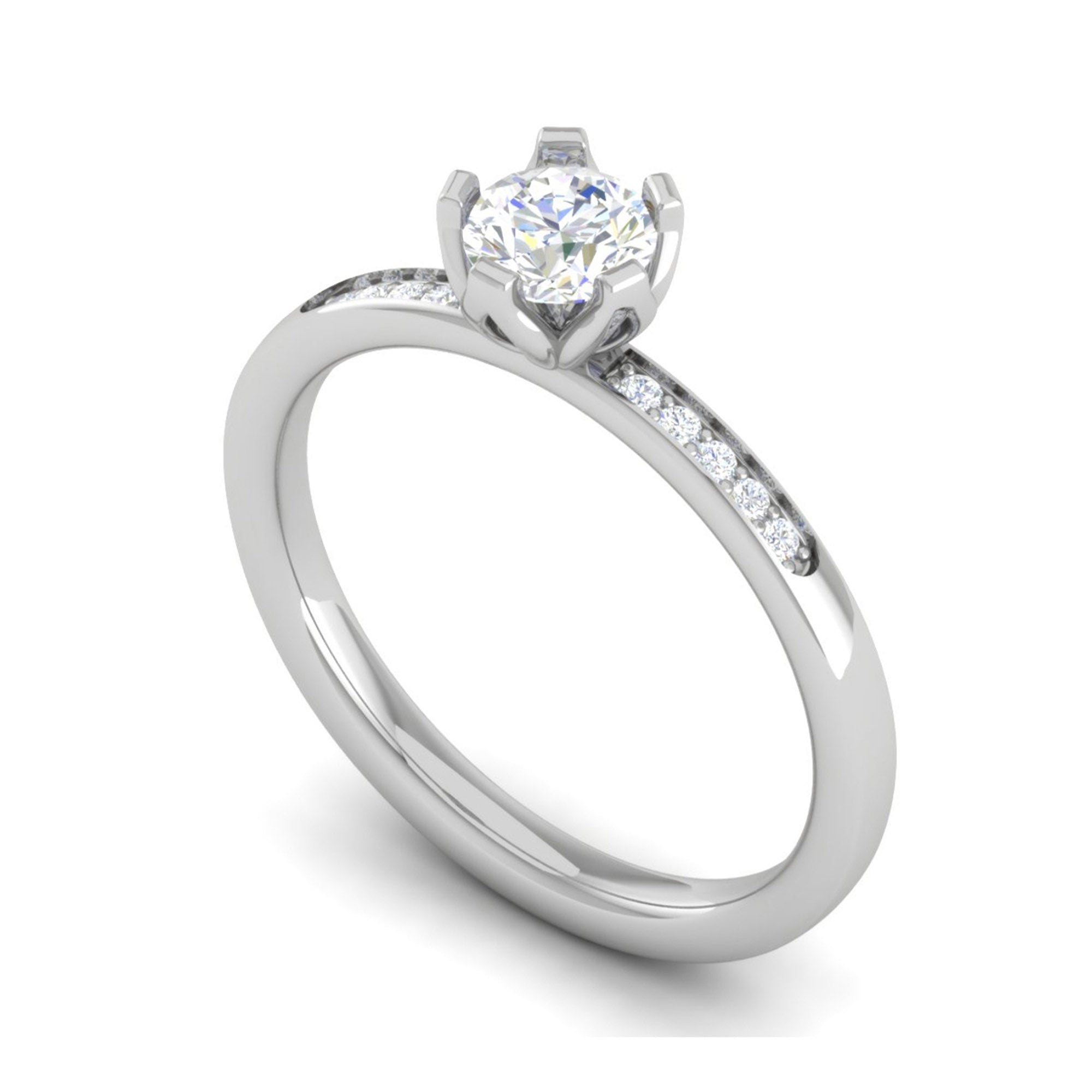 Sterling Silver Solitaire Diamond Ring