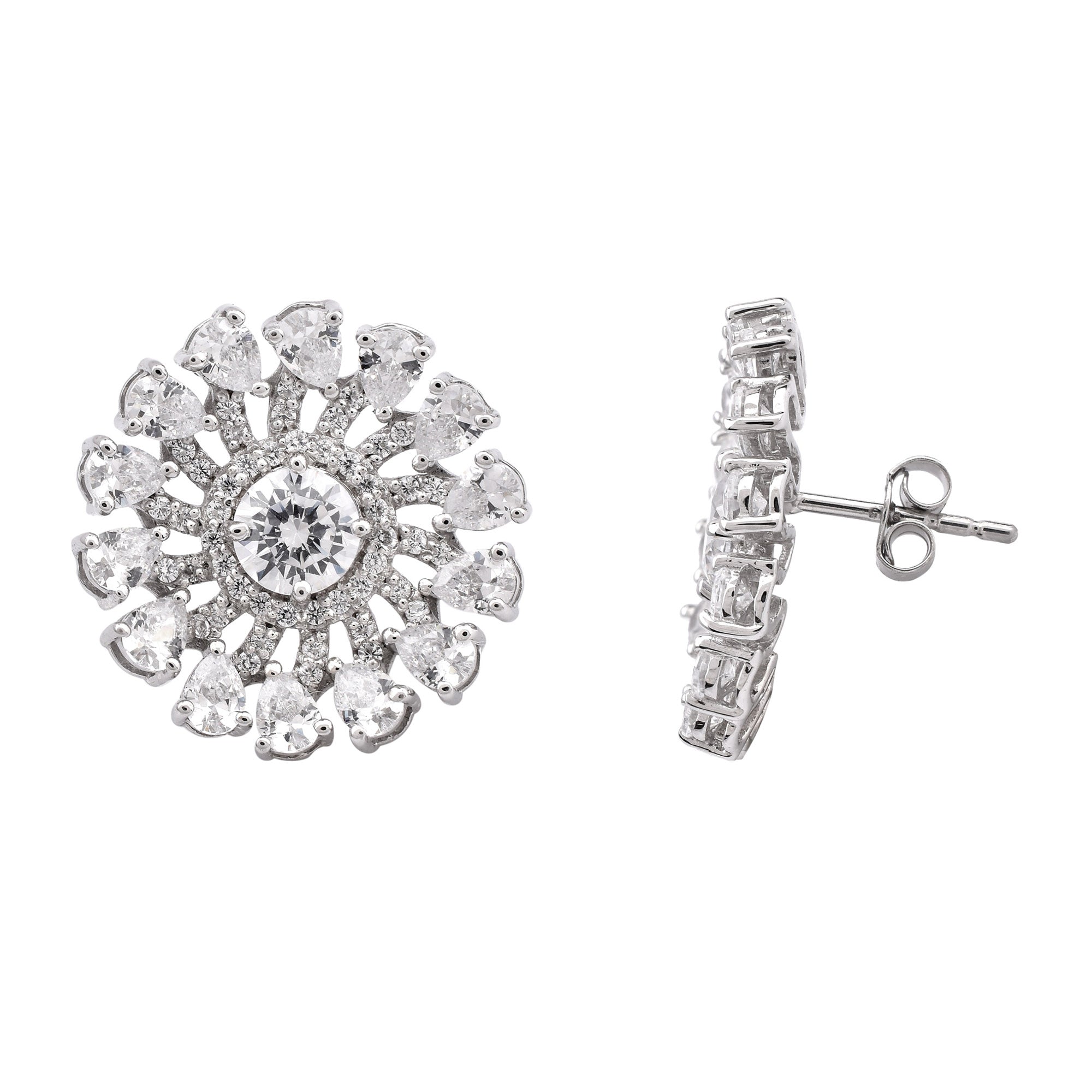 Elegant Sunburst Diamond Earrings