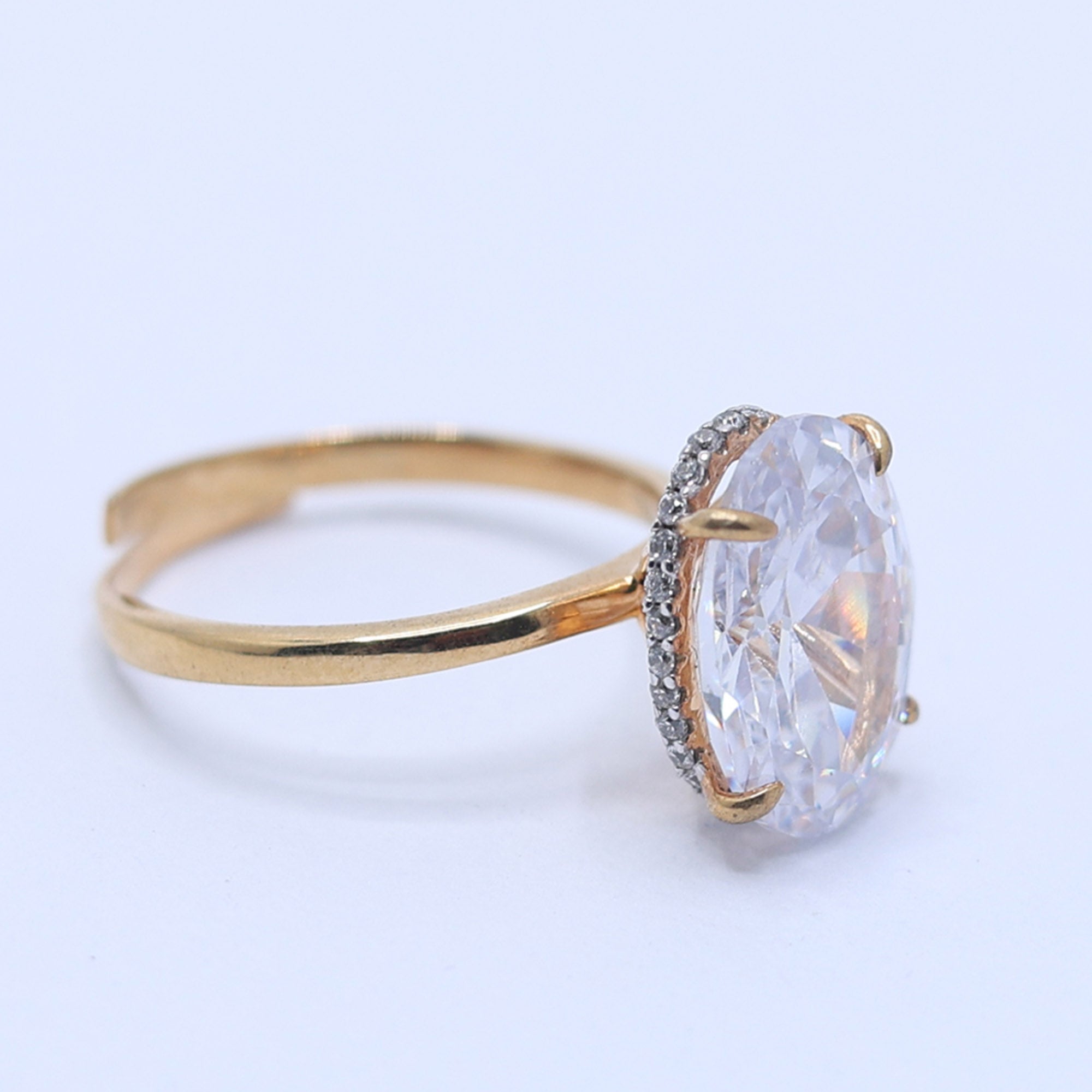 Oval Solitaire Halo Ring