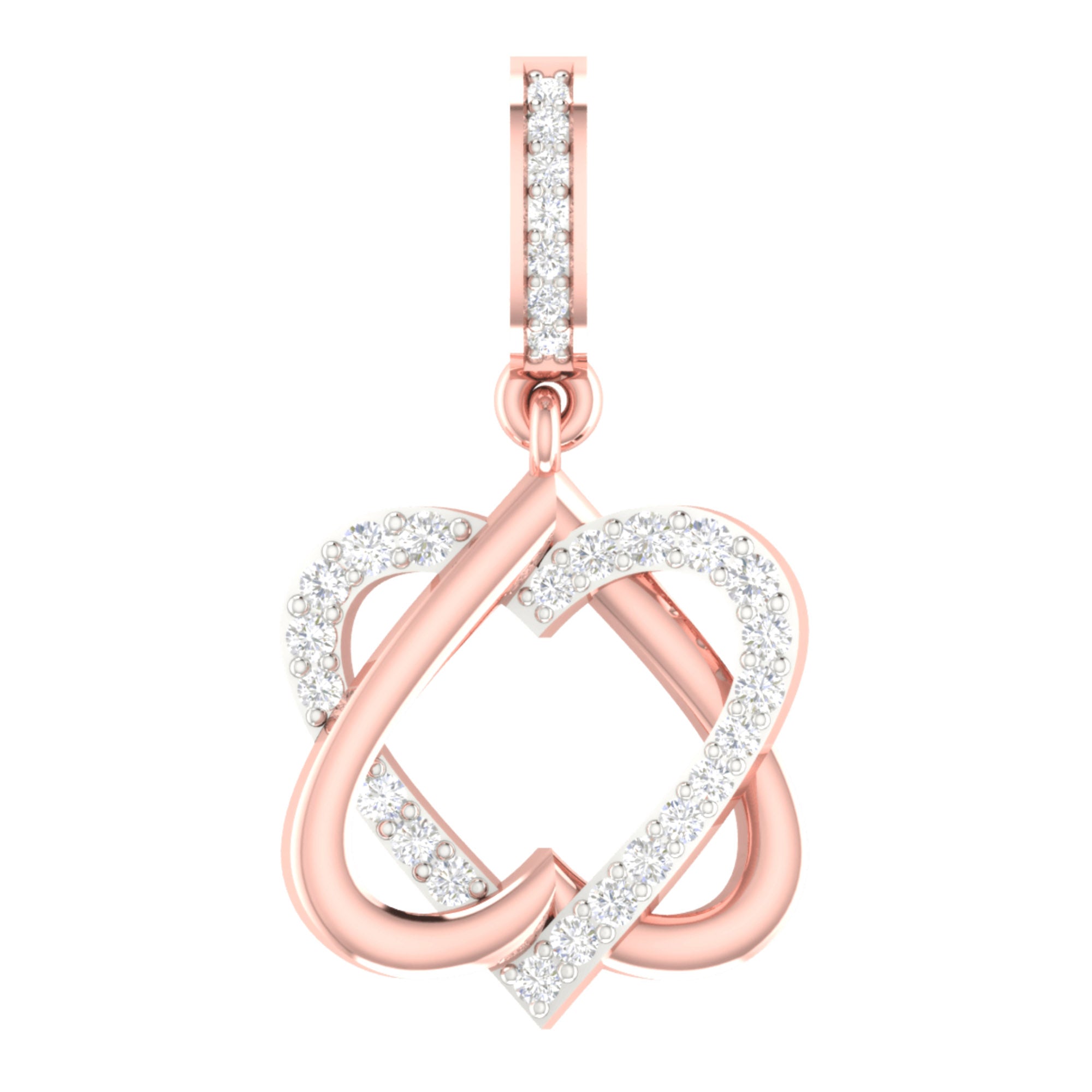 Interlock Double Heart Rose Gold Pendant