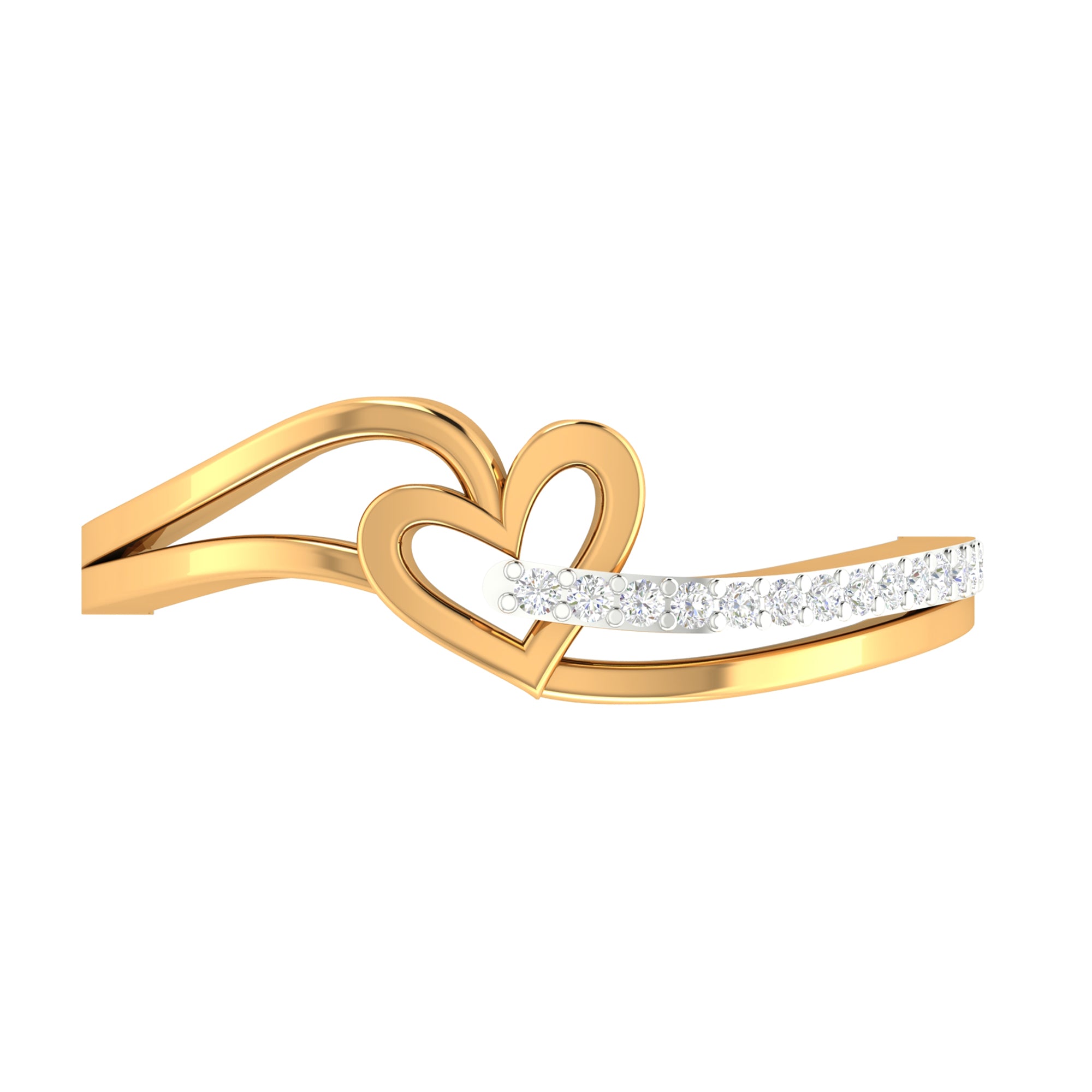 Golden Embrace Heart Diamond Ring
