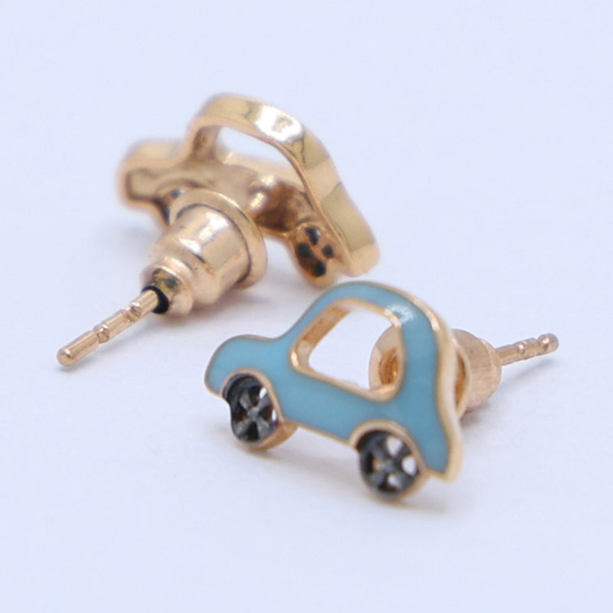 Blue Car Kids Earrings