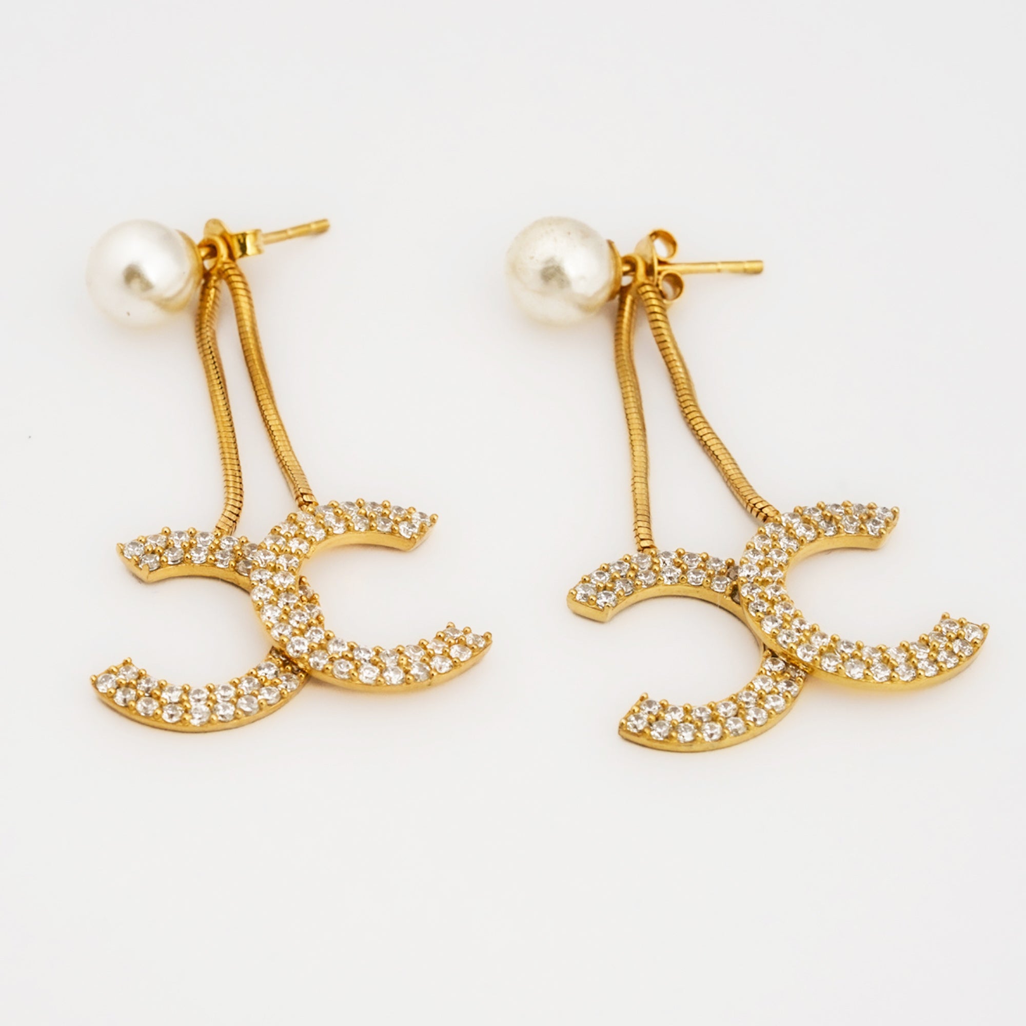 Pearl Drop C Chain Earrings