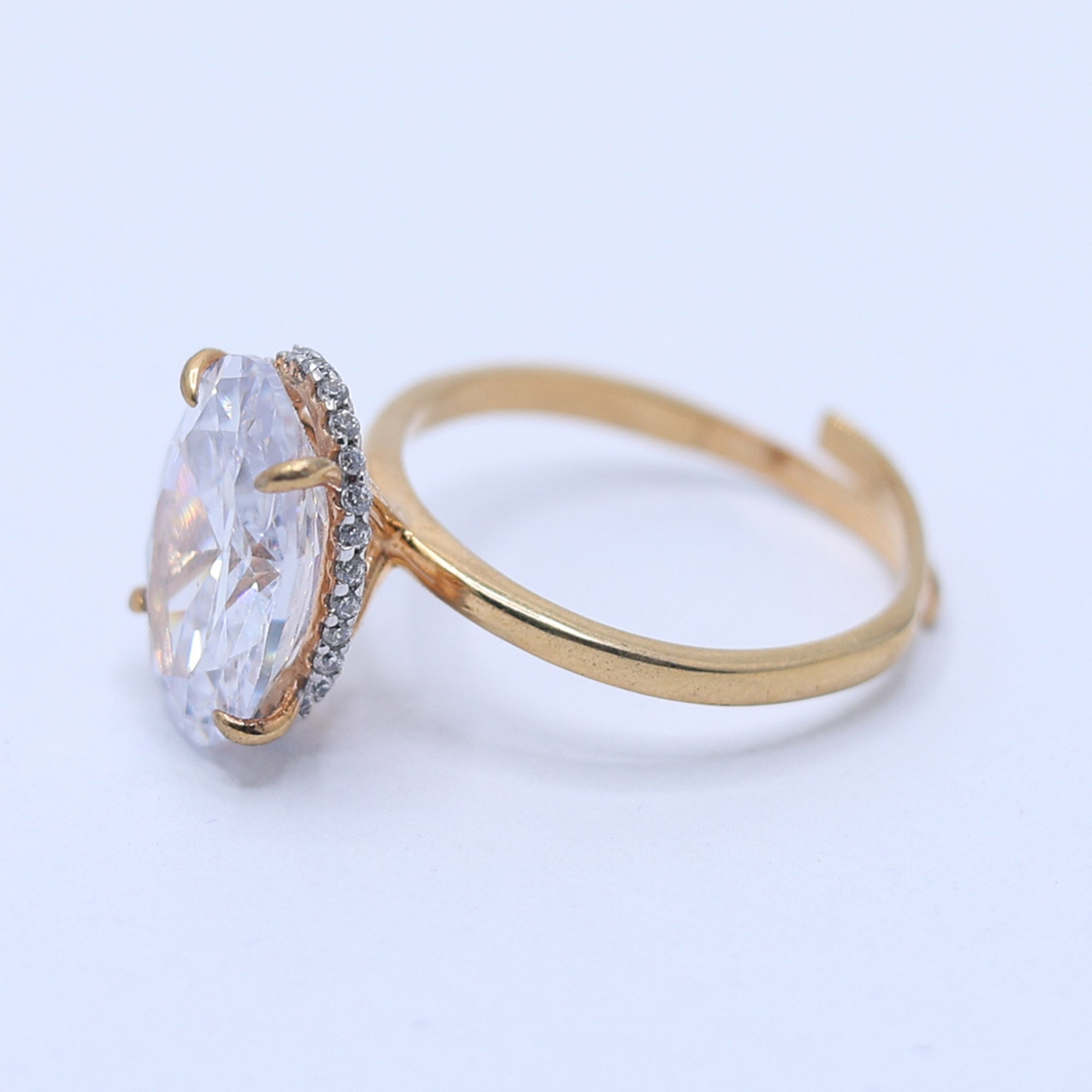 Oval Solitaire Halo Ring