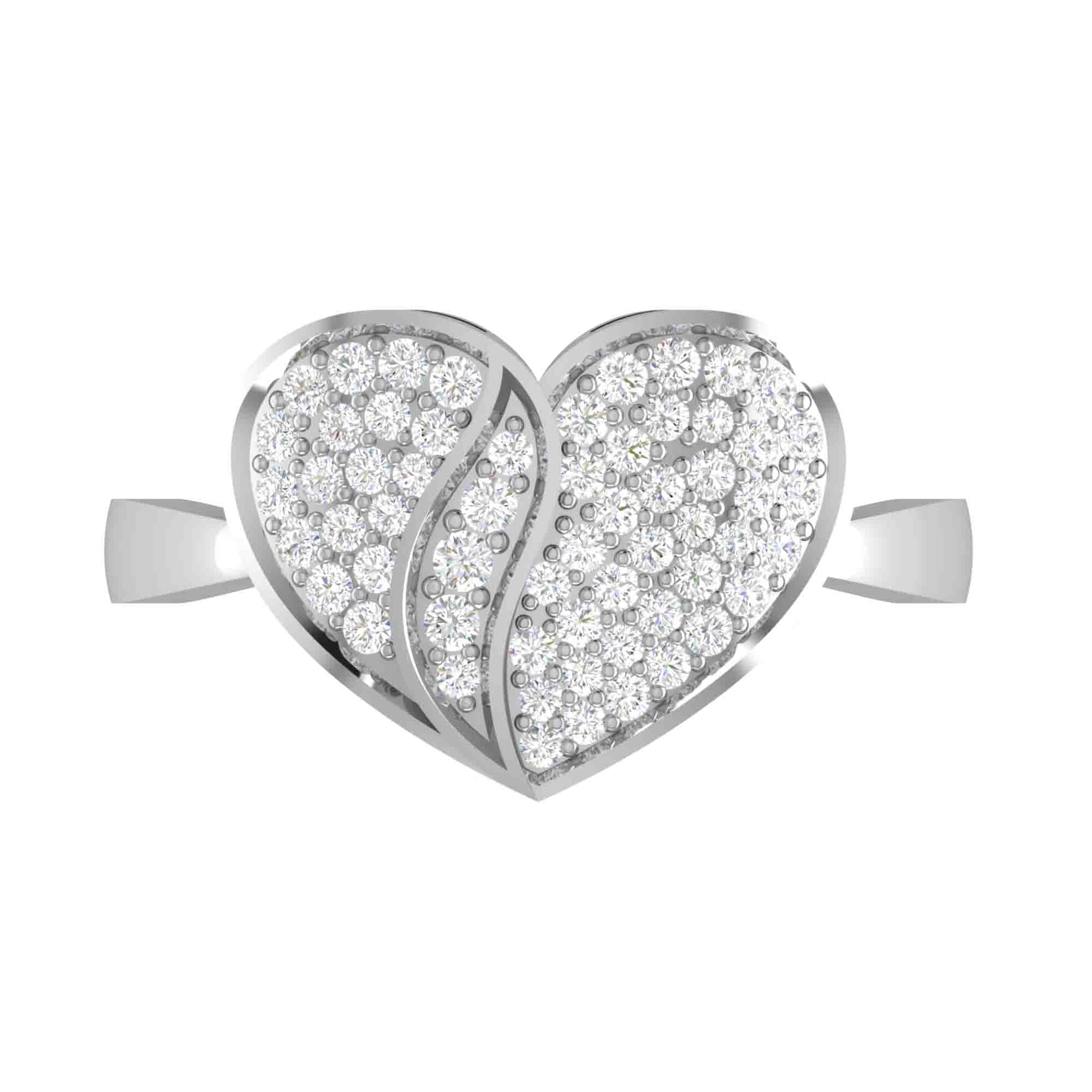 Sterling Silver Heart Diamond Ring