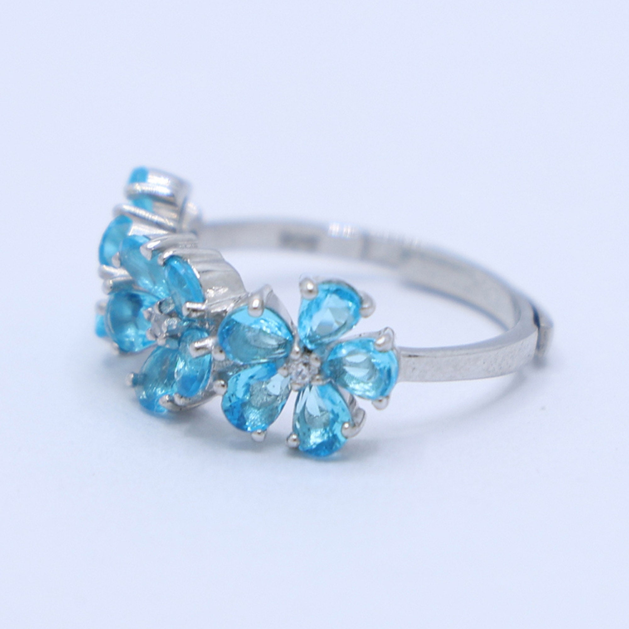 Blue Topaz Floral Ring