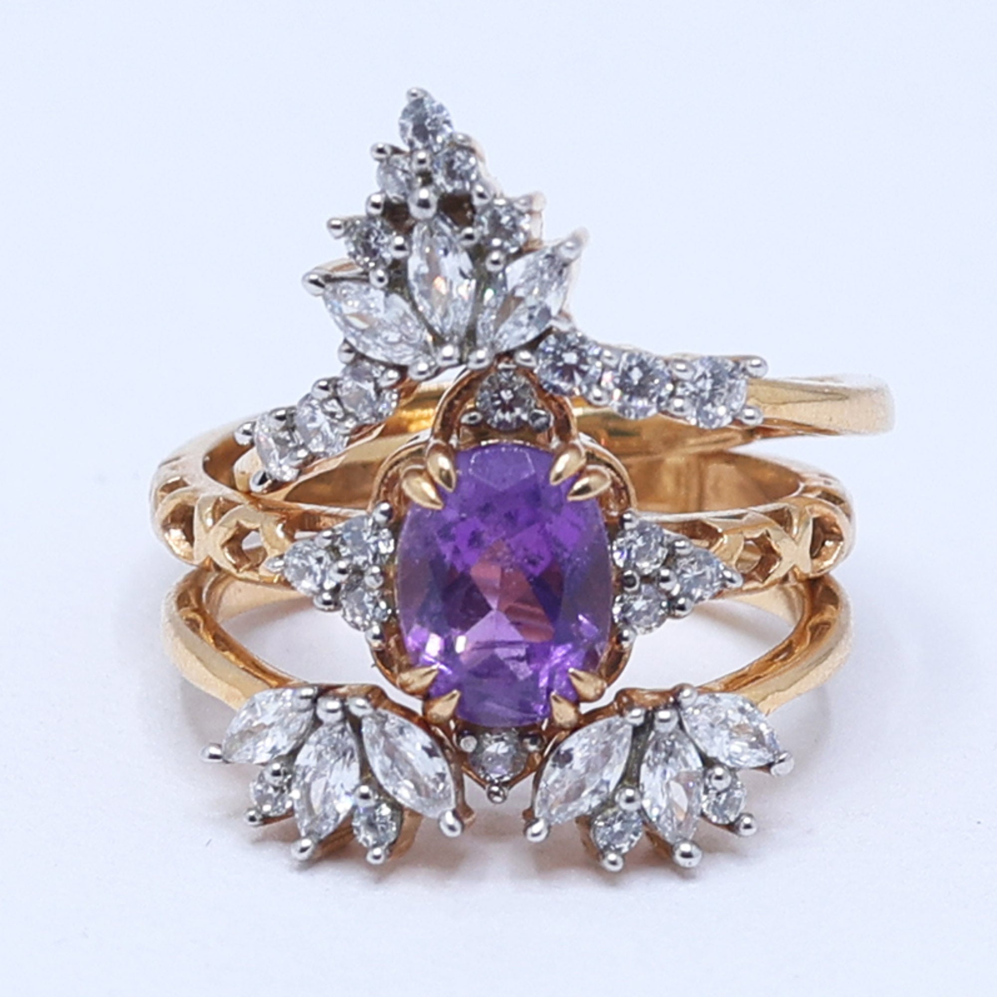 Three Piece Amethyst Ring Set