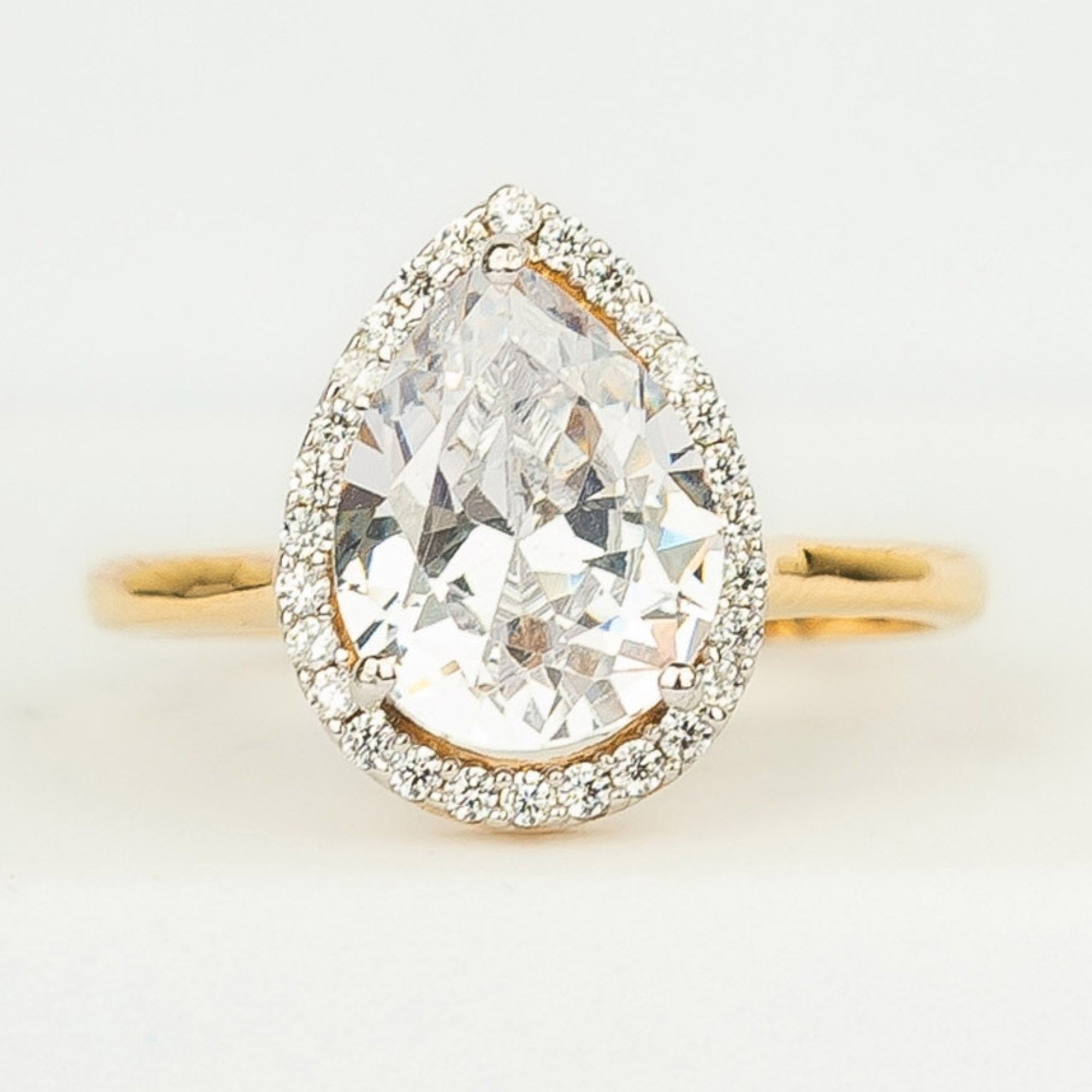 Pear Halo Diamond Ring