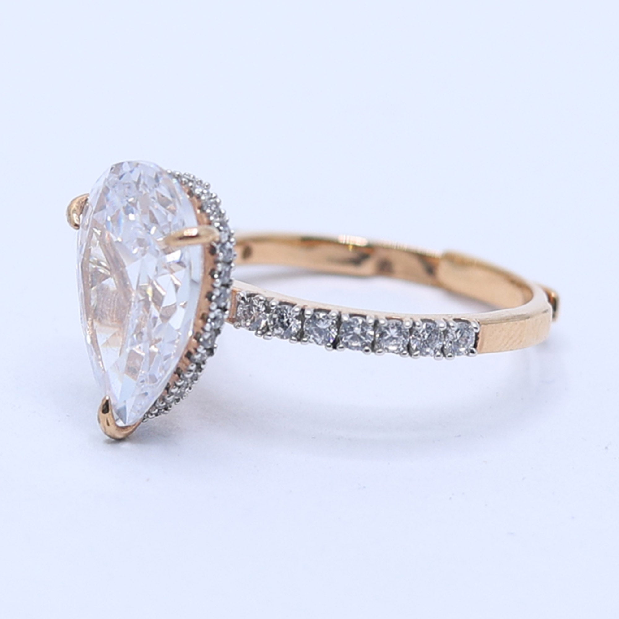 Gold Plated Pear Sparkle Ring